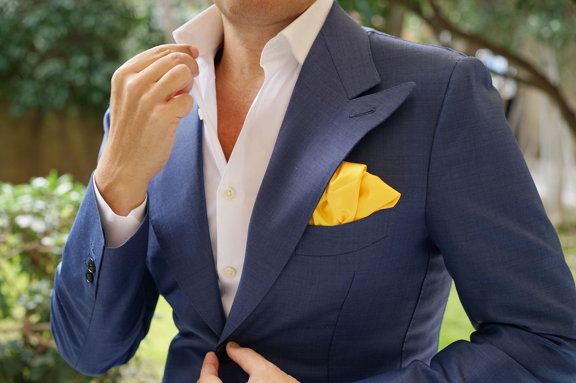 Daffodil Tuscan Sun Yellow Weave Pocket Square