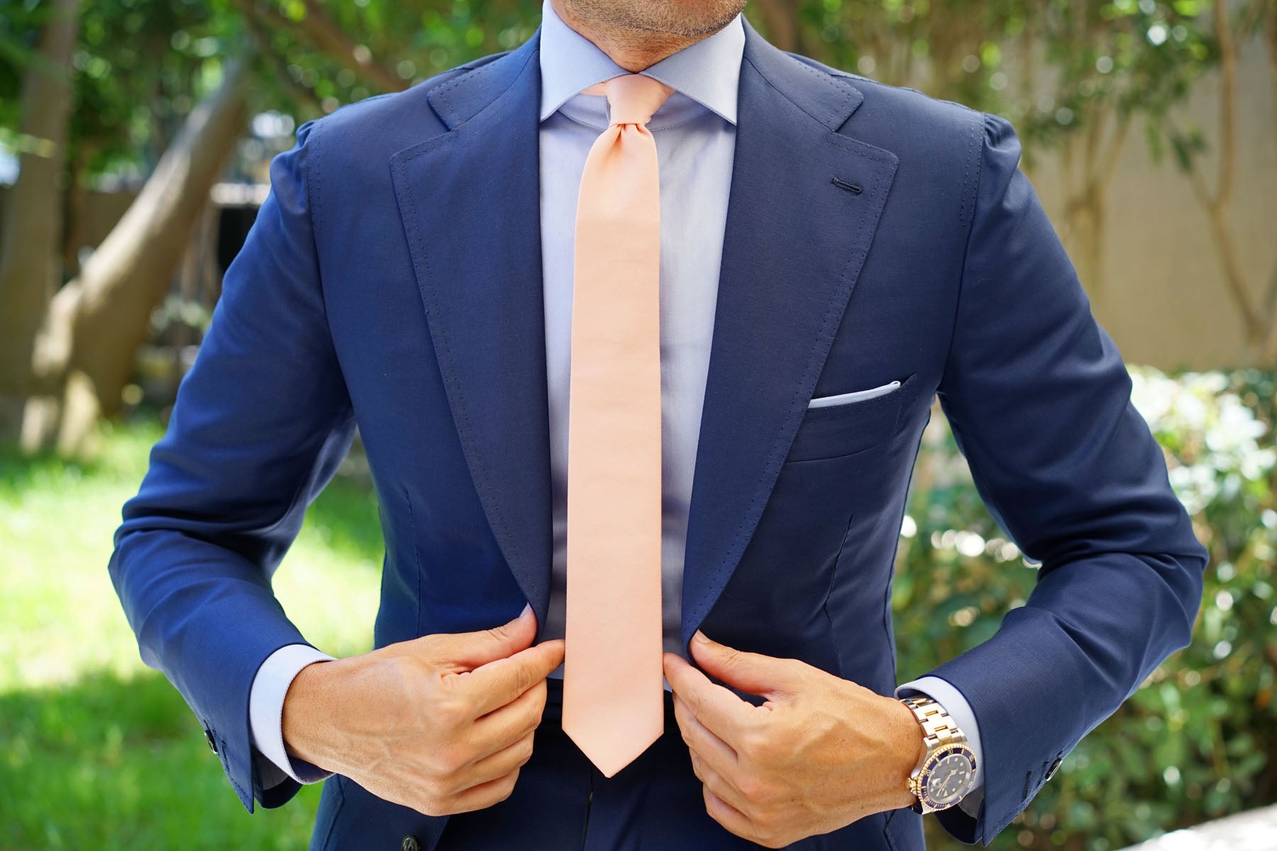 Peach Cotton Skinny Tie