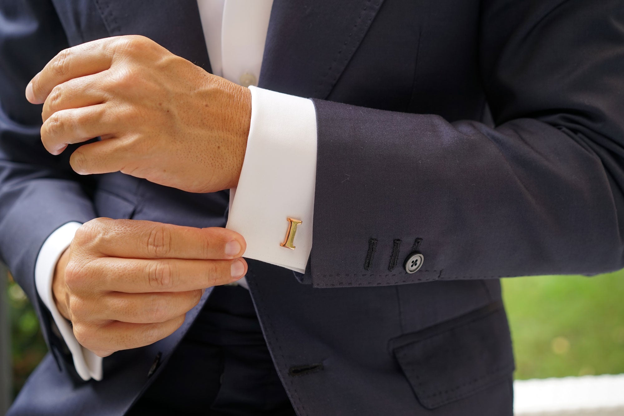 Rose Gold Letter I Cufflinks