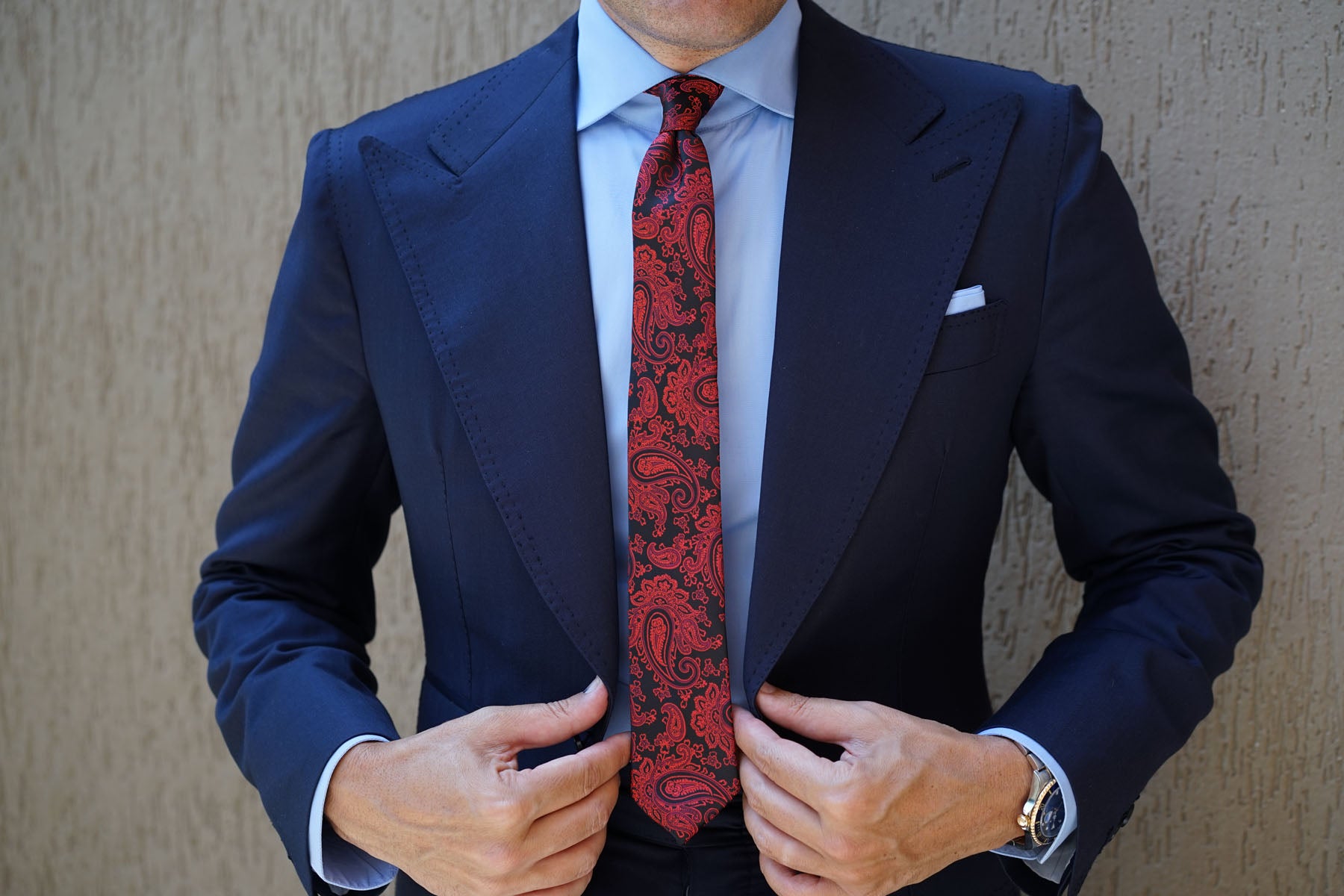 Paisley Red and Black Skinny Tie