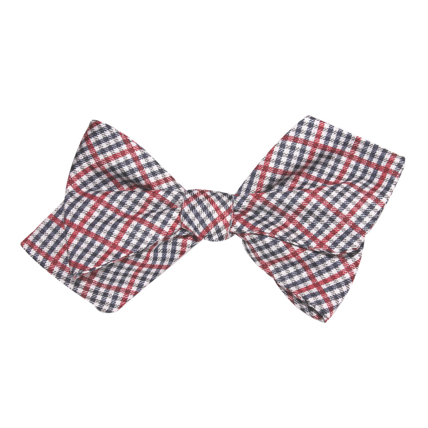 Crimson Gingham Self Tie Diamond Tip Bow Tie