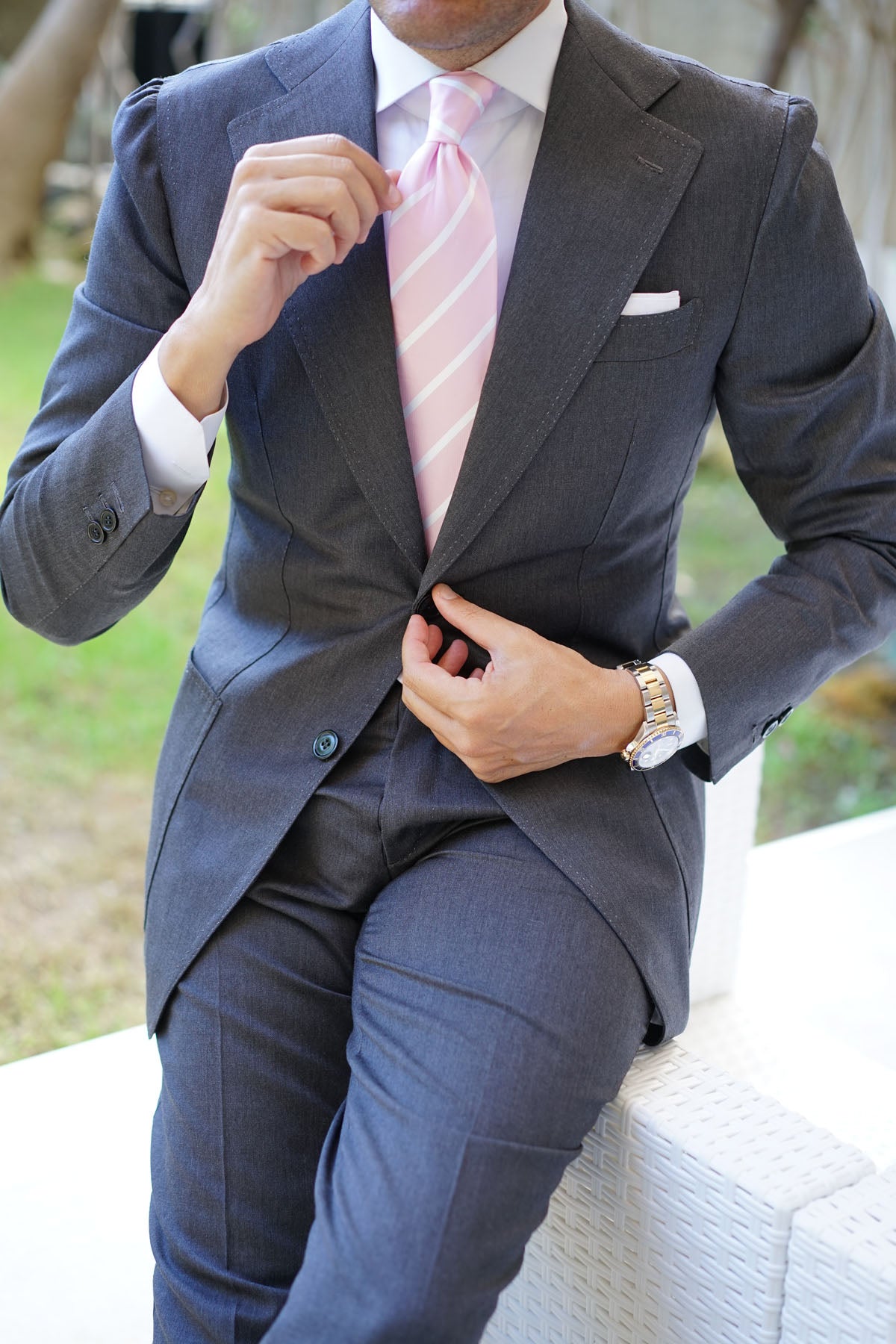 Rose Pink Striped Necktie