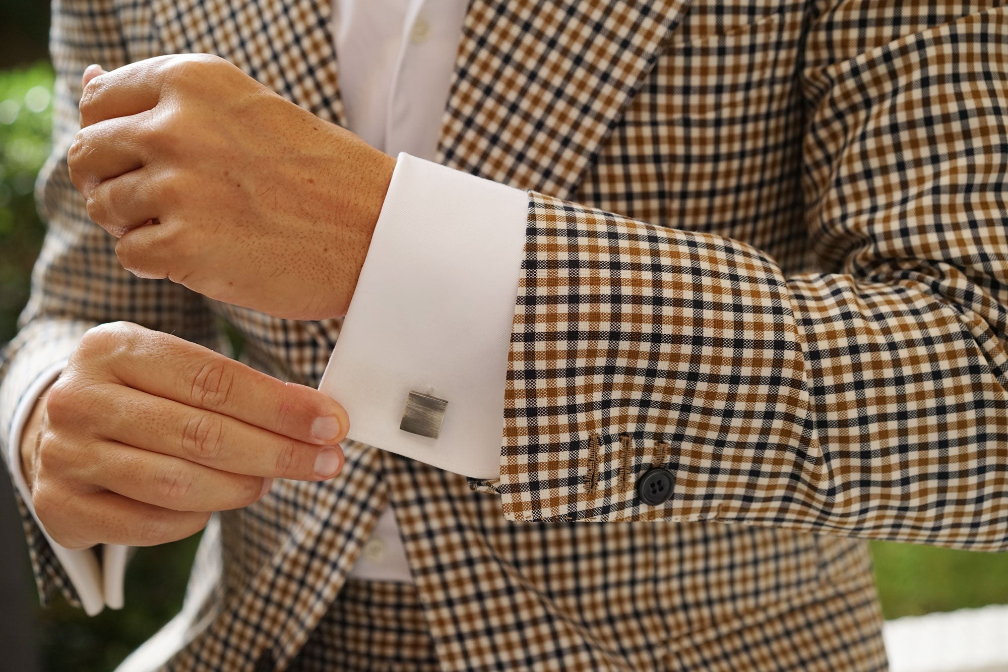 Luxor Brushed Silver Square Cufflinks