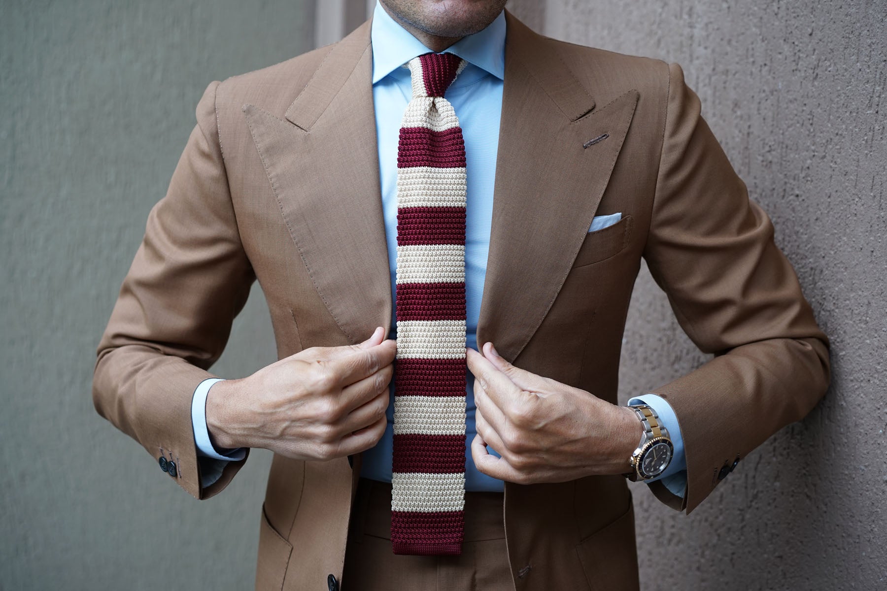 Burgundy Vanilla Knitted Tie