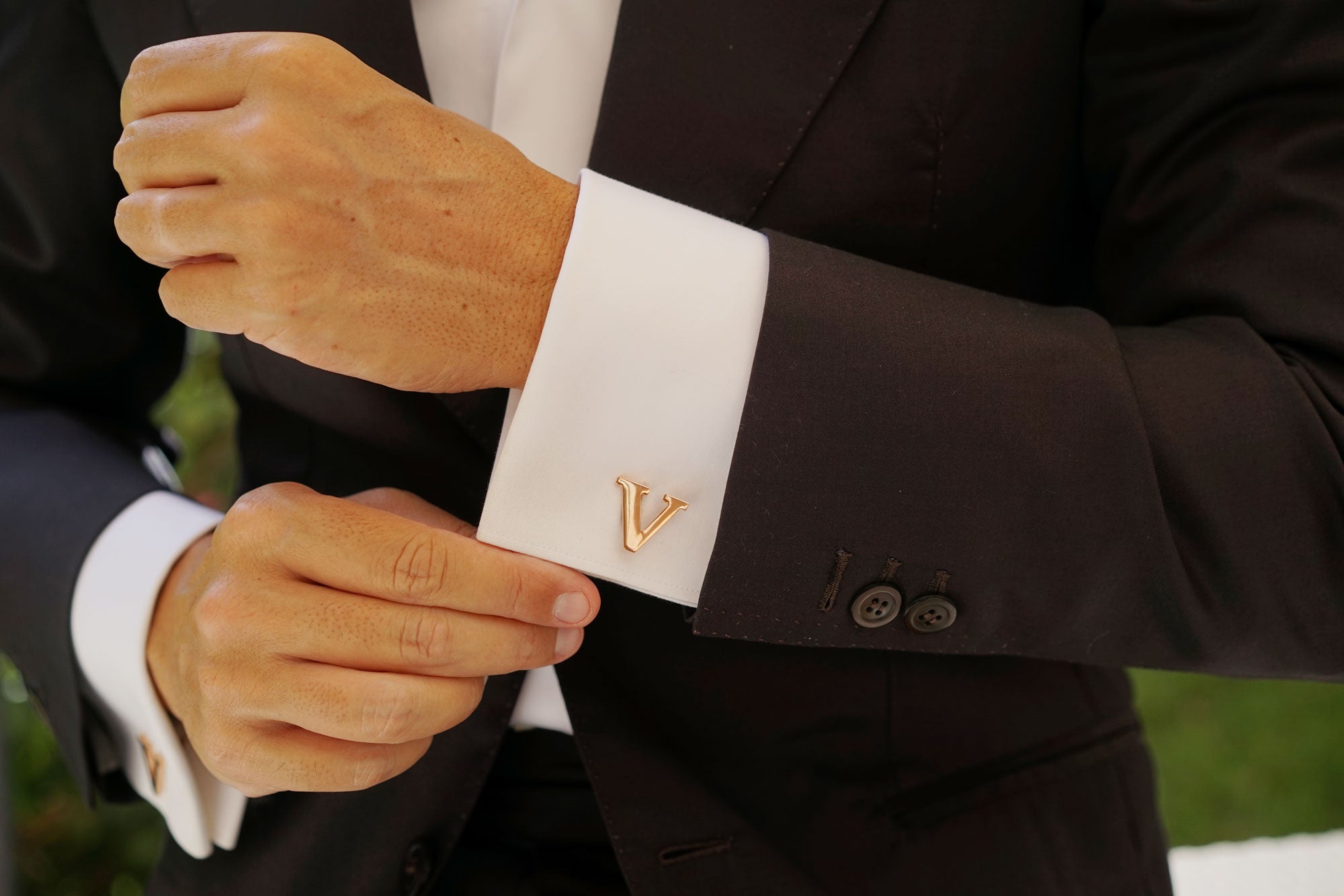 Rose Gold Letter V Cufflinks