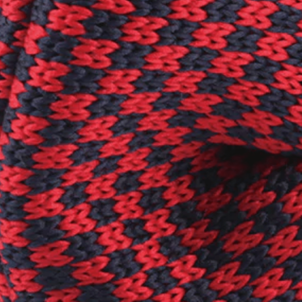 Red with Navy Blue Checkered Knitted Bow Tie