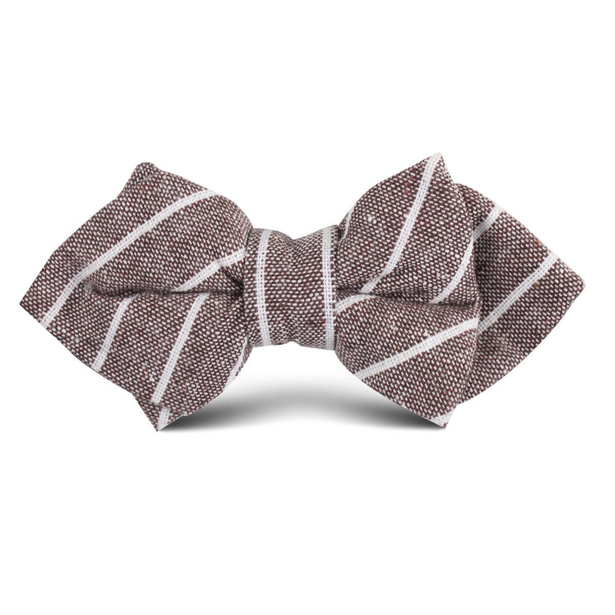 Mocha Brown Pinstripe Linen Kids Diamond Bow Tie