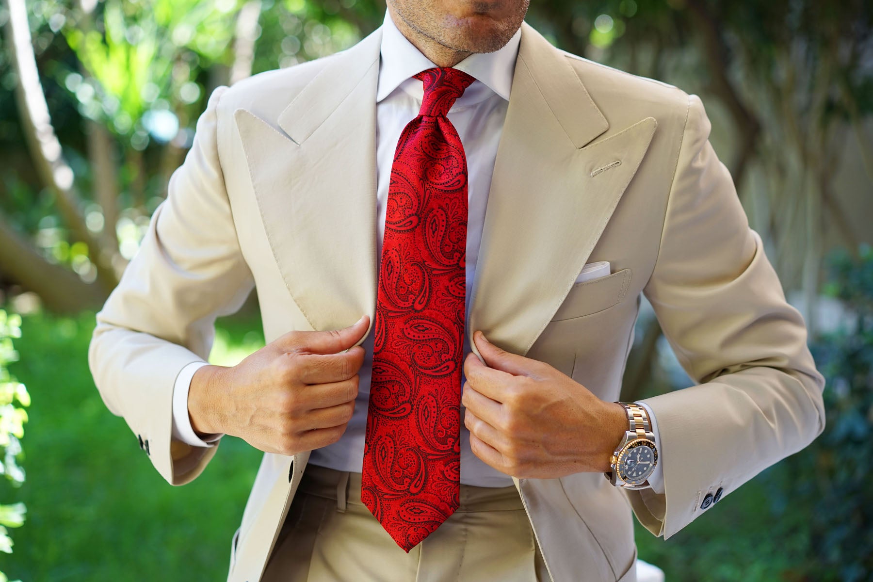 Paisley Red Maroon with Black Tie