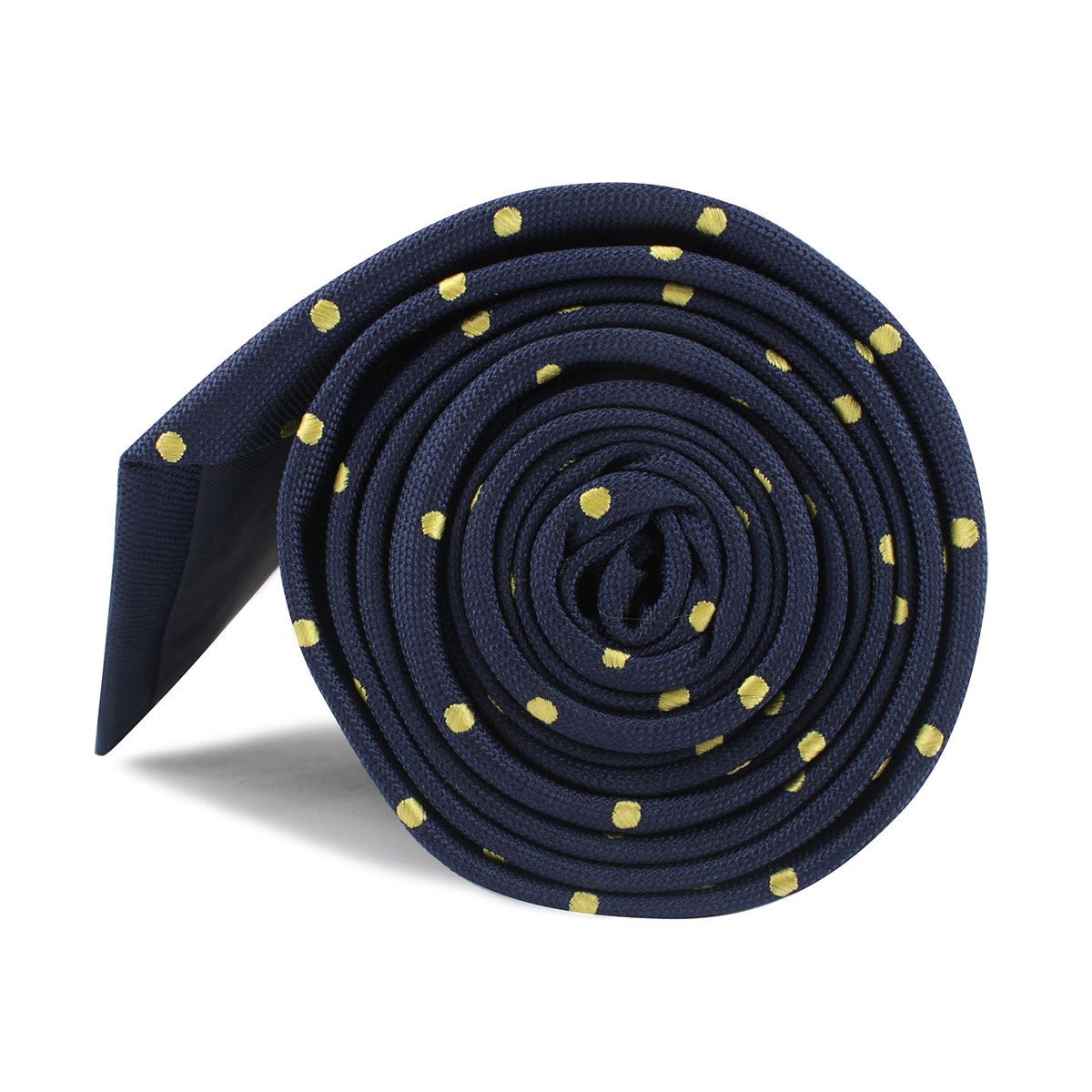 Navy Blue with Yellow Polka Dots Skinny Tie