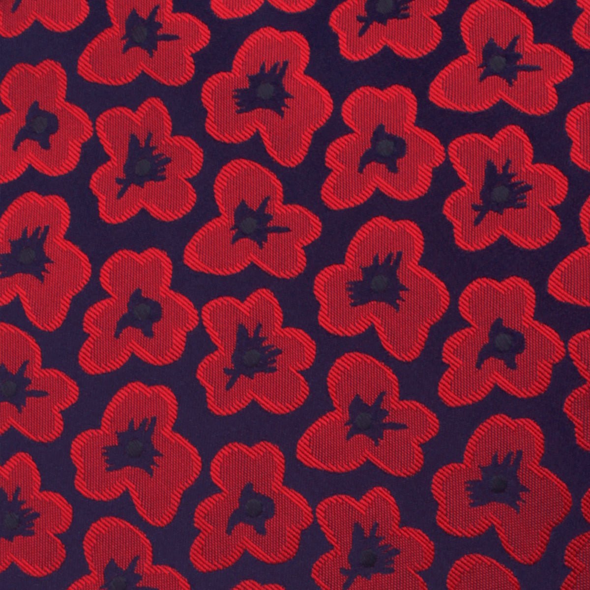 Red Poppy Floral Pocket Square