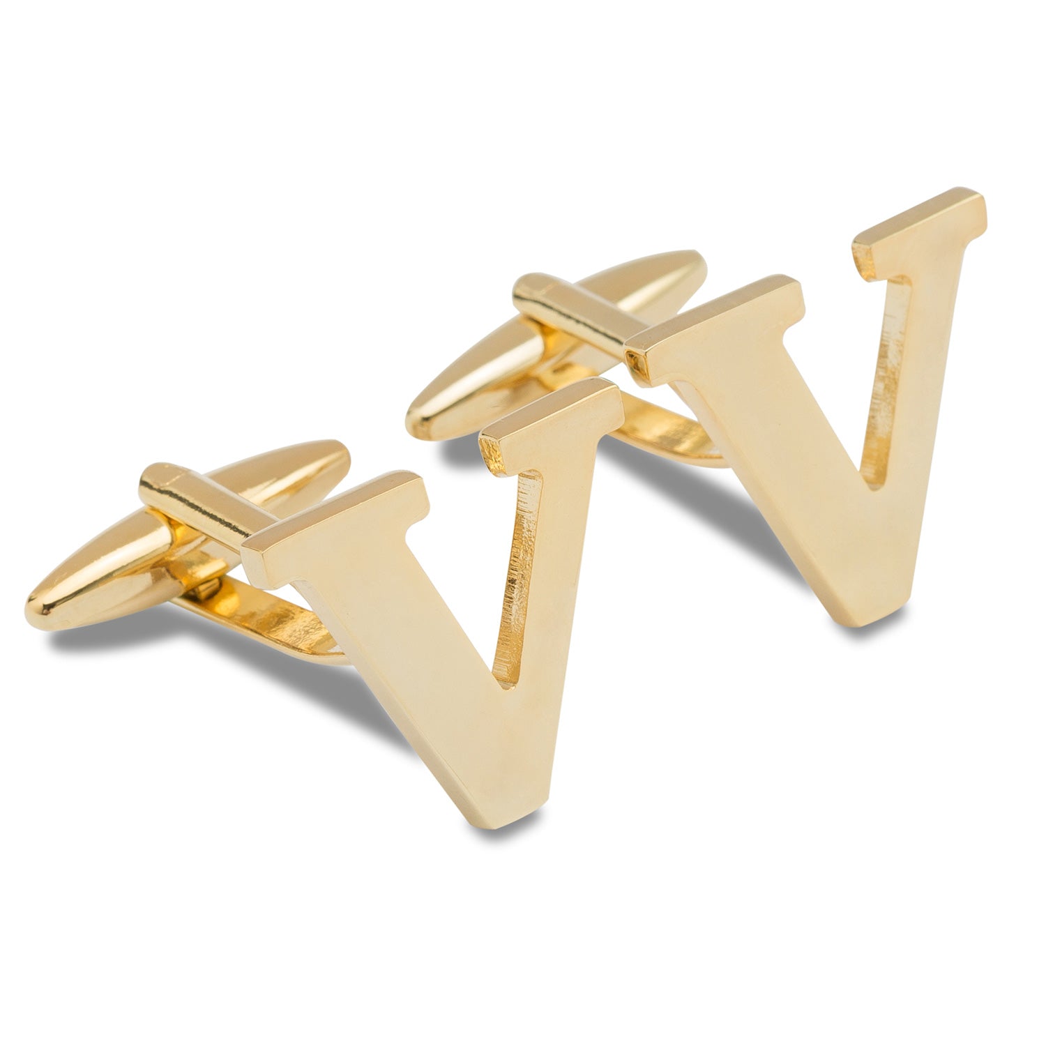 Letter V Gold Cufflinks