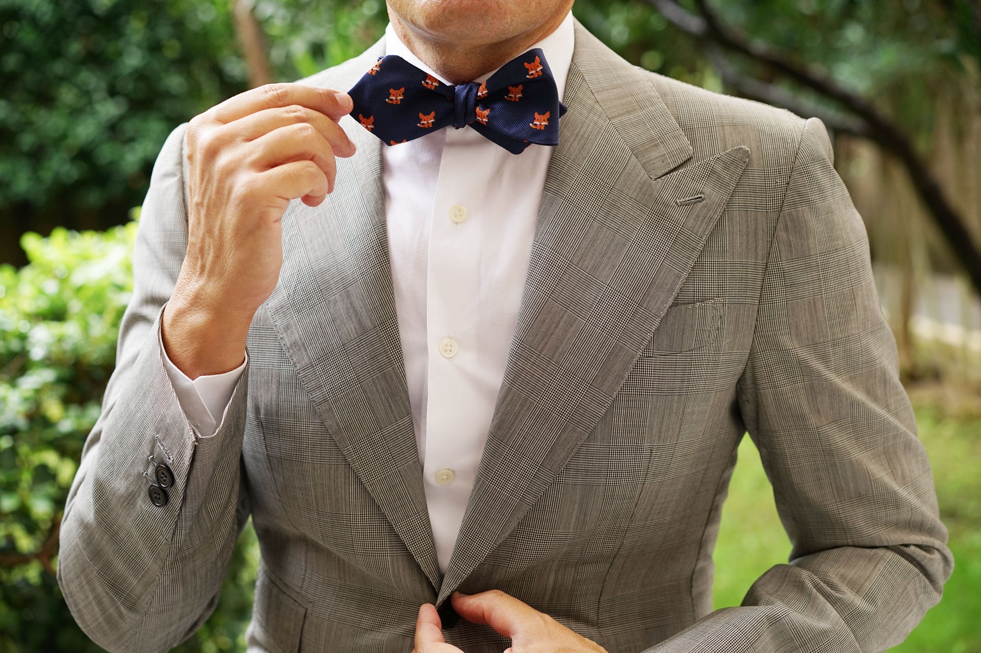 North American Kit Fox Diamond Self Bow Tie