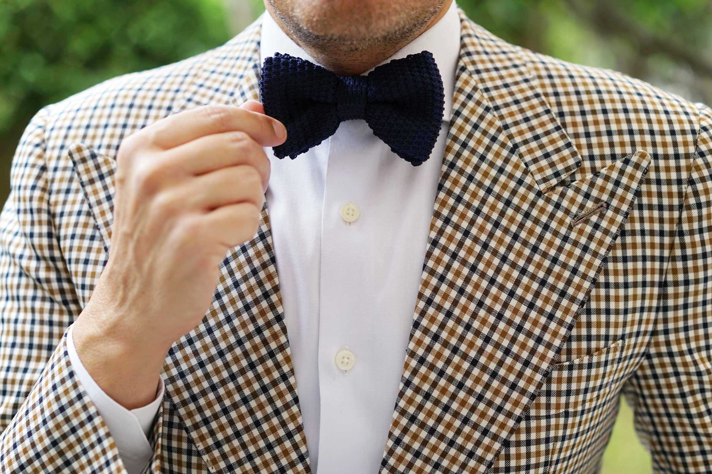 Navy Blue Knitted Bow Tie