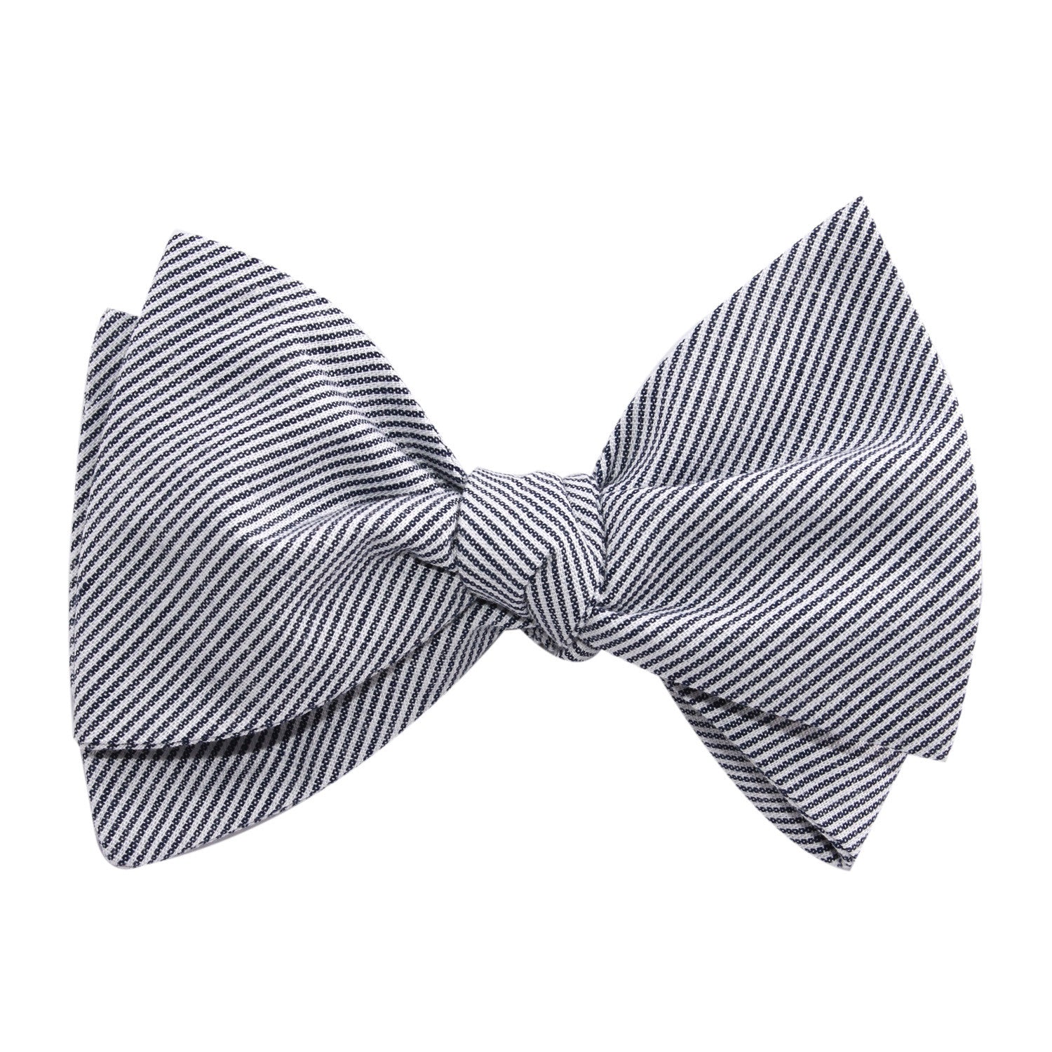 French Pinstripe Cotton Self Tie Bow Tie