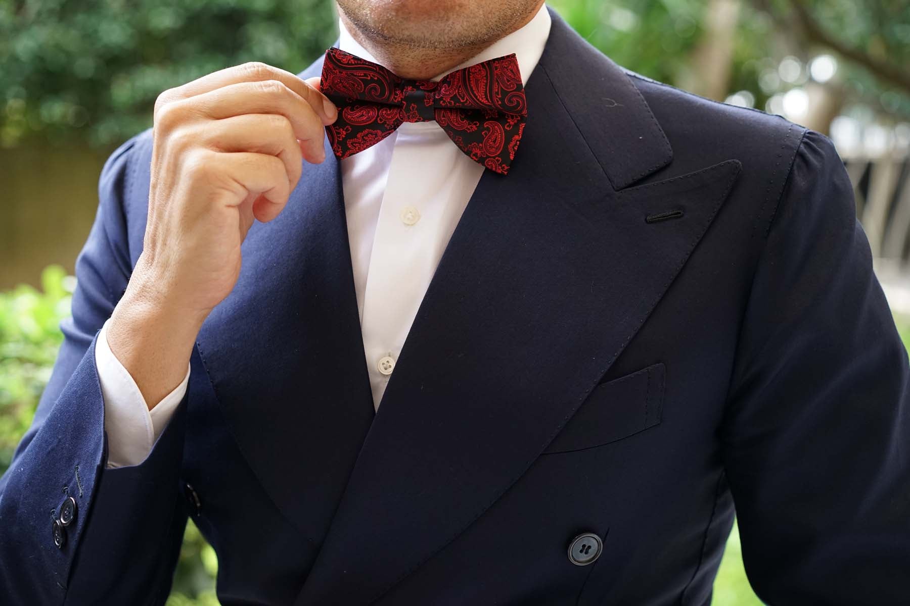 Paisley Red and Black Bow Tie