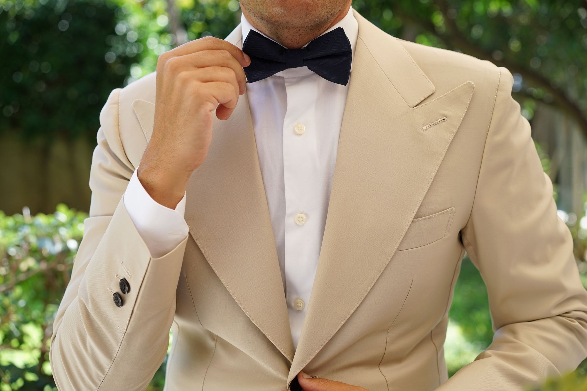 Venice Navy Blue Striped Bow Tie