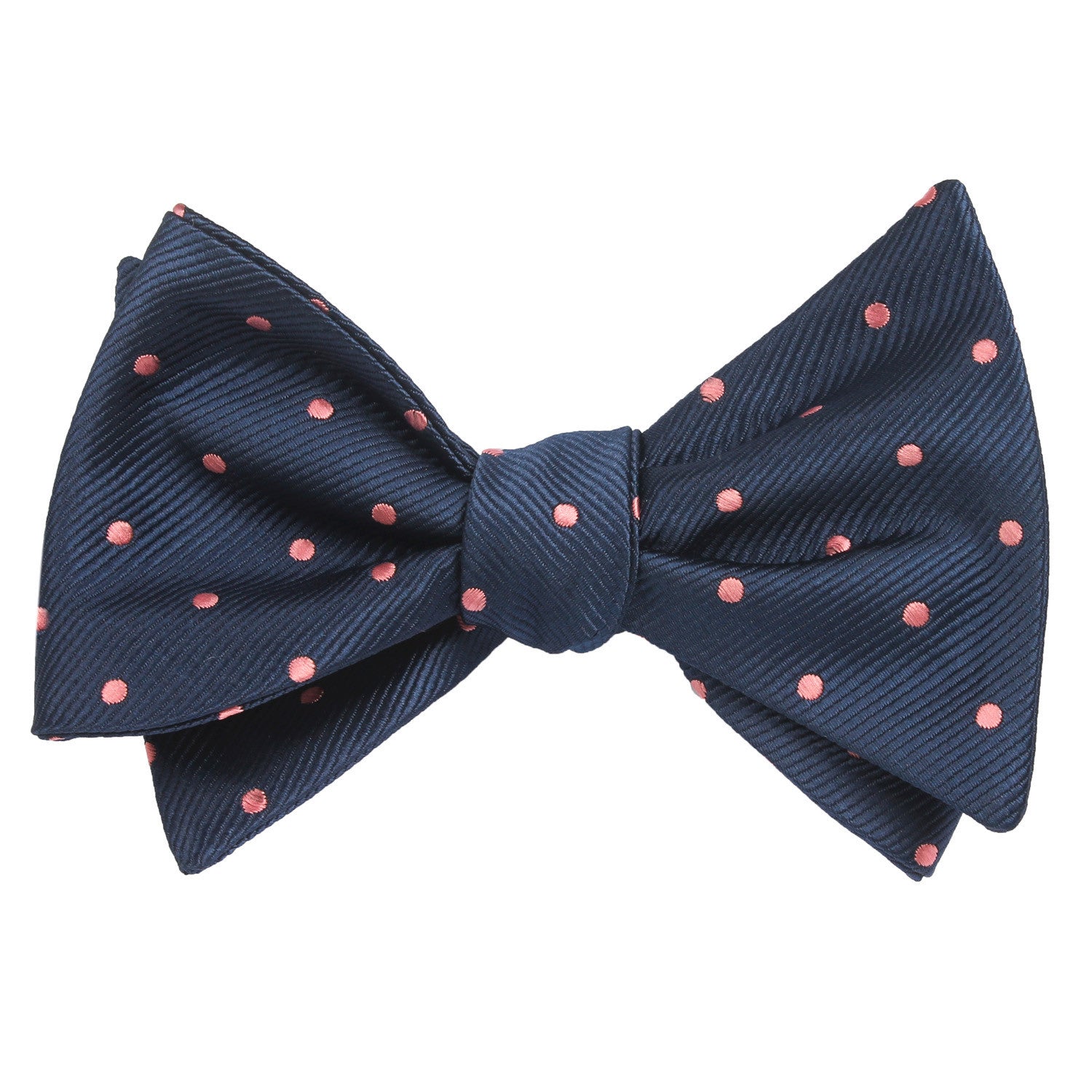 Navy Blue with Pink Polka Dots - Bow Tie (Untied)