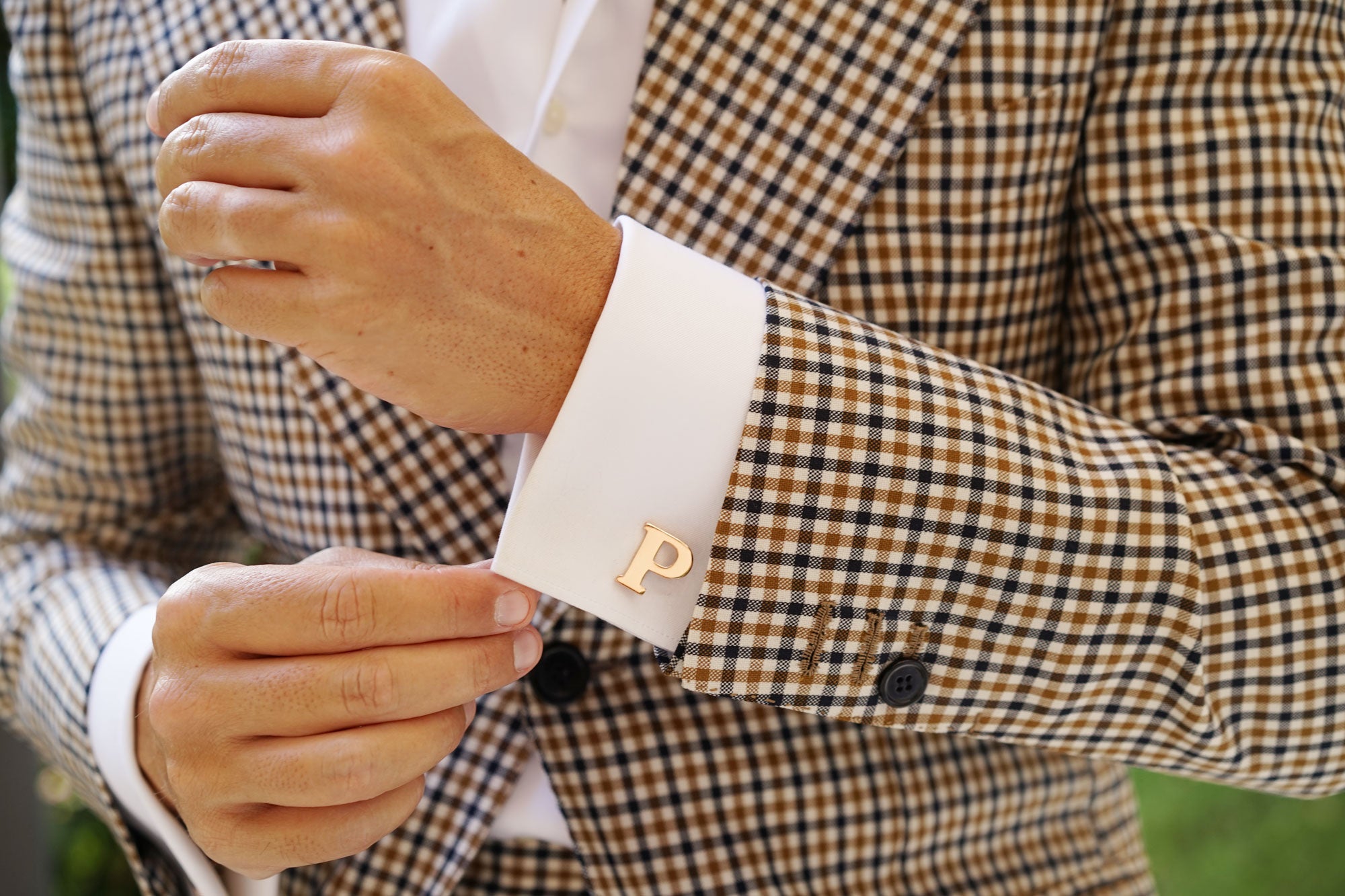 Rose Gold Letter P Cufflinks