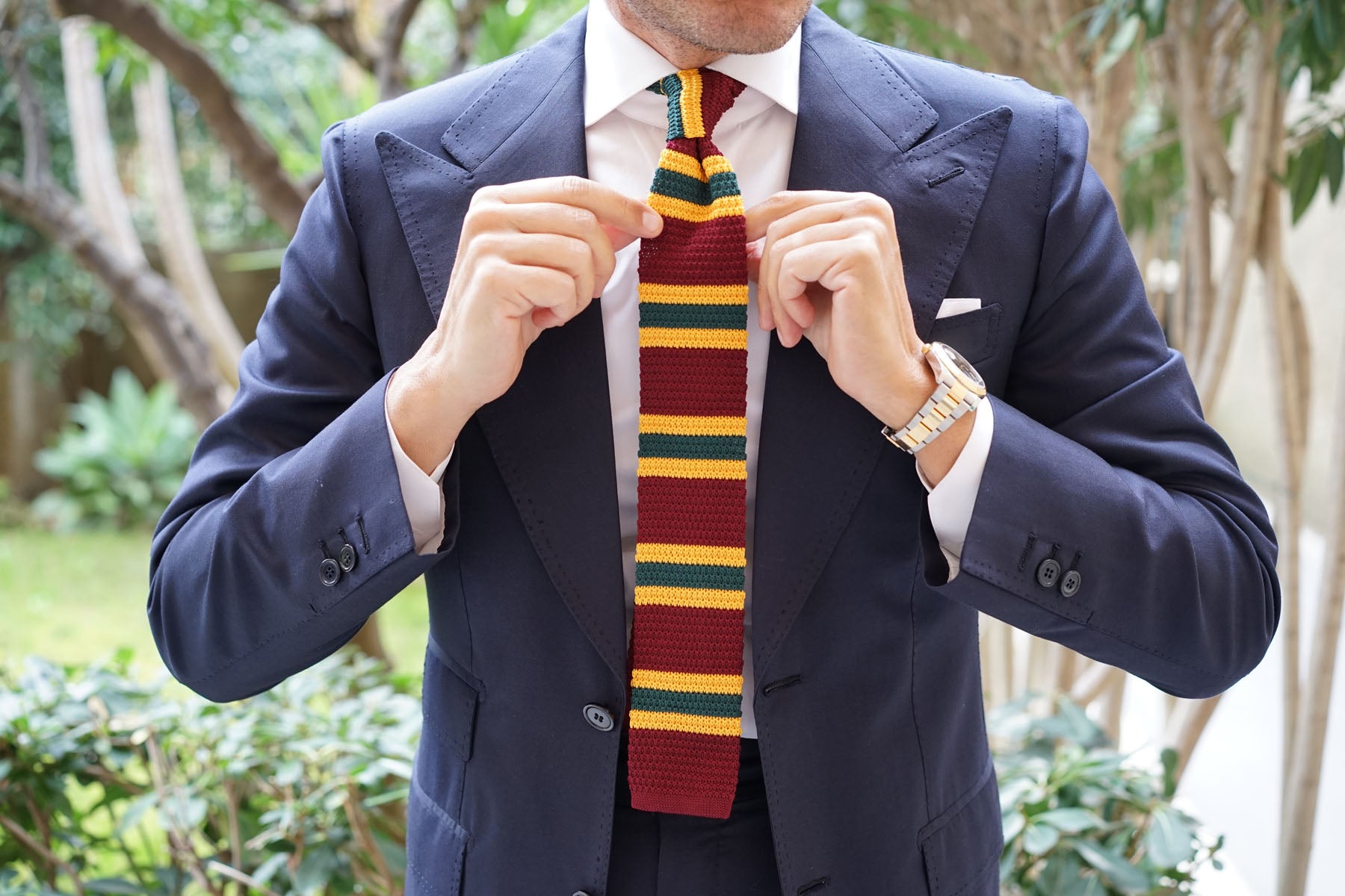 Gable Maroon Striped Knitted Tie