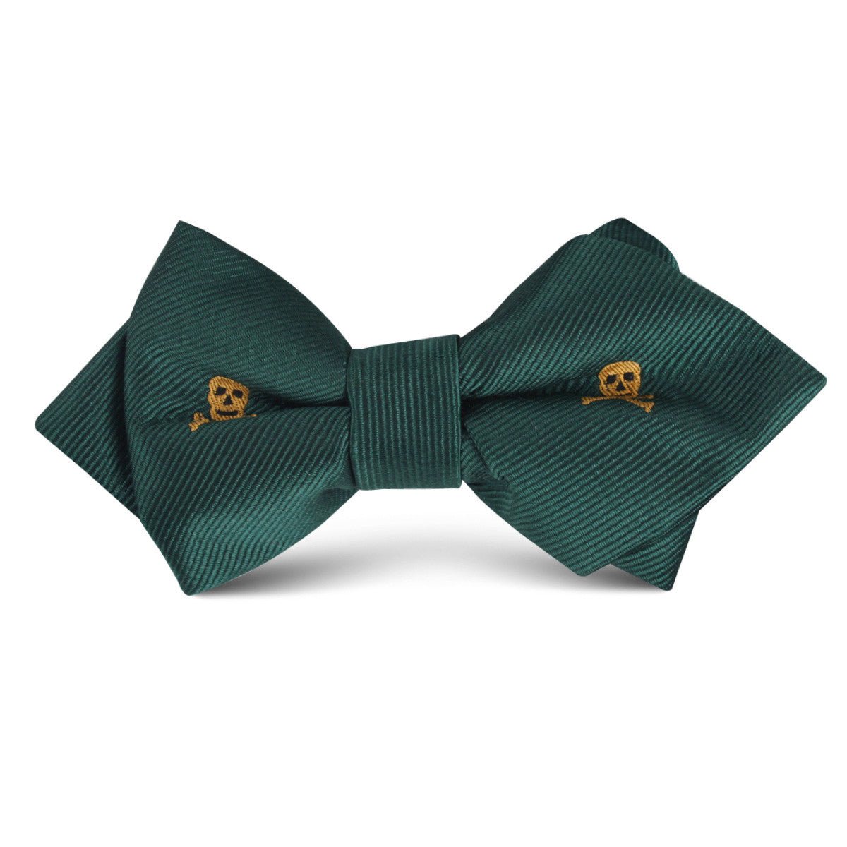 Skull & Crossbones Green Kids Diamond Bow Tie