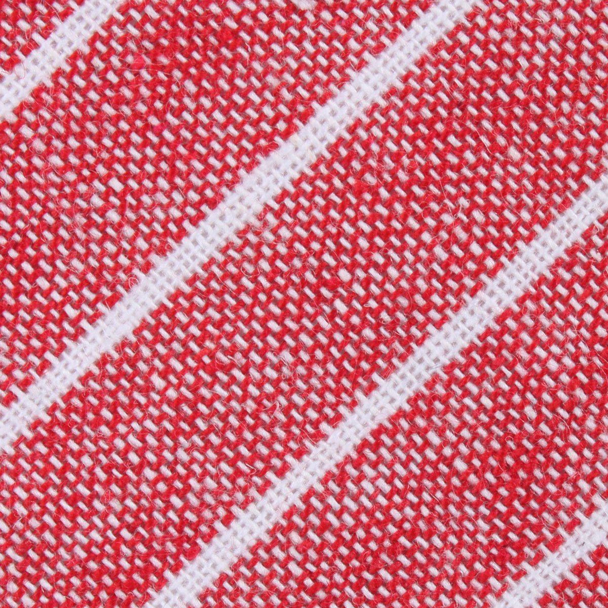 Crimson Red Linen Pinstripe Self Bow Tie