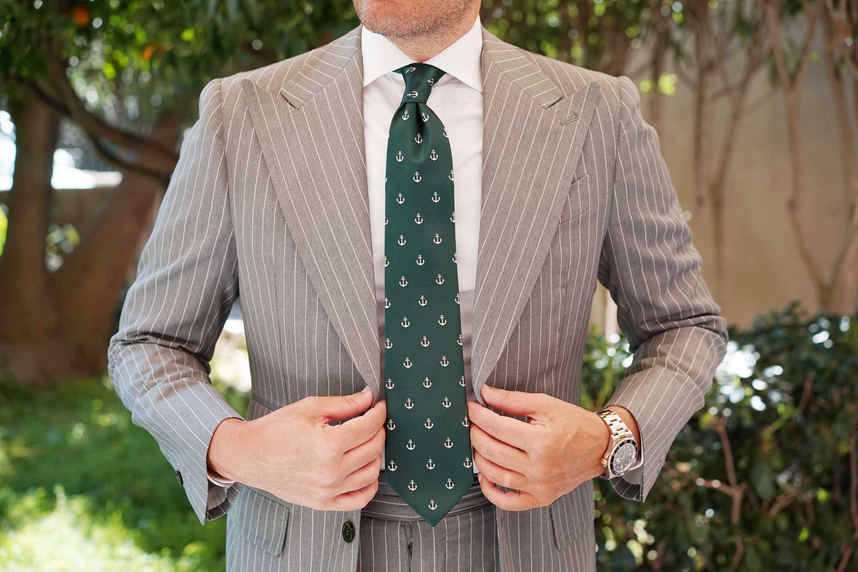 Dark Green Anchor Necktie