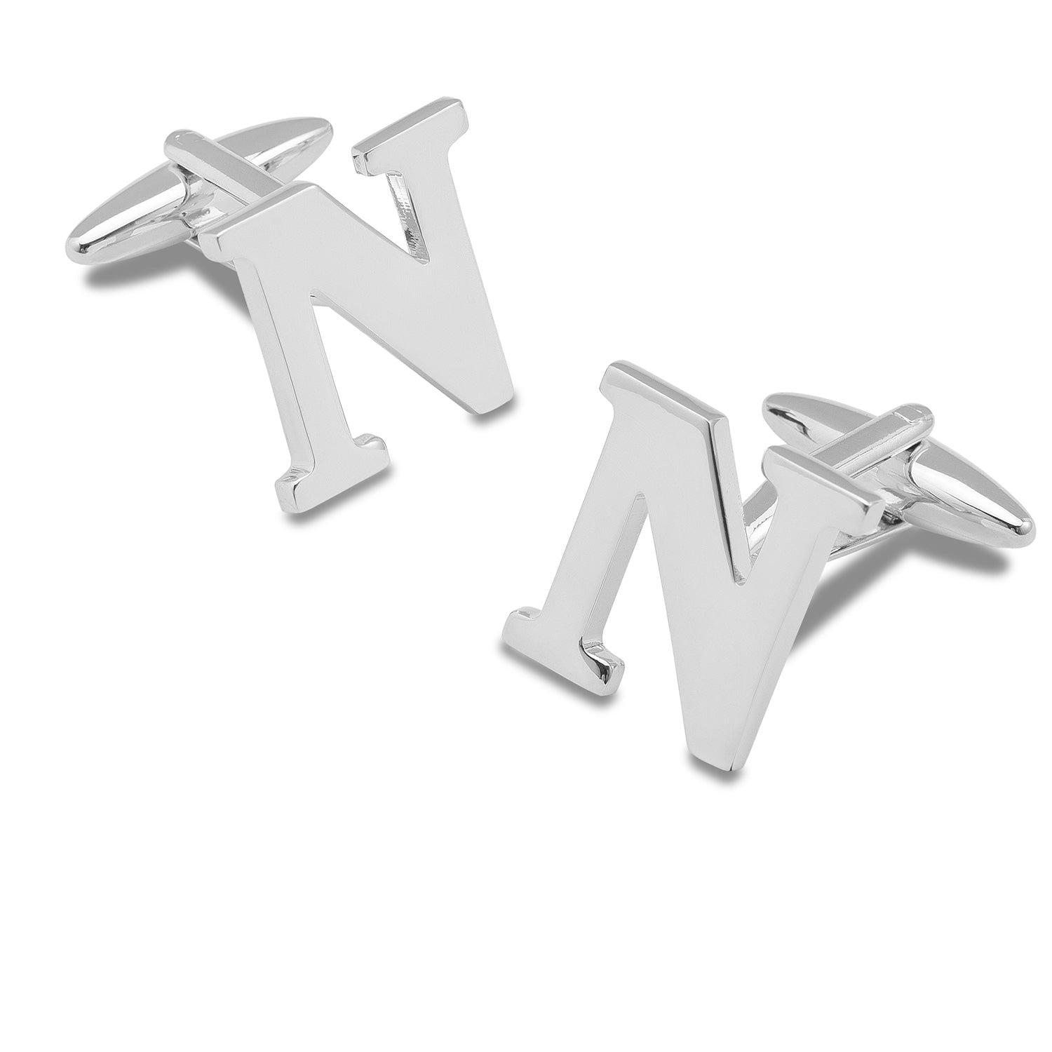 Letter N Silver Cufflinks