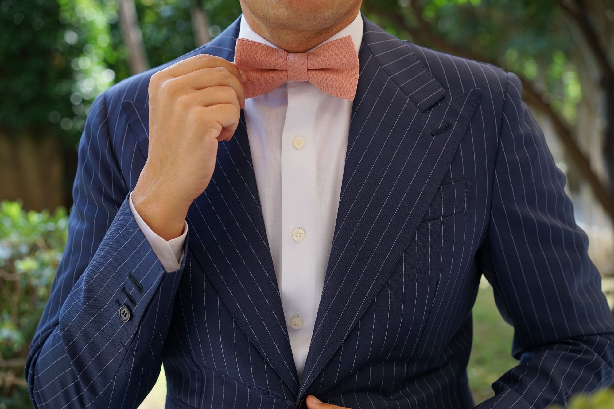 Sunset Peach Linen Twill Bow Tie