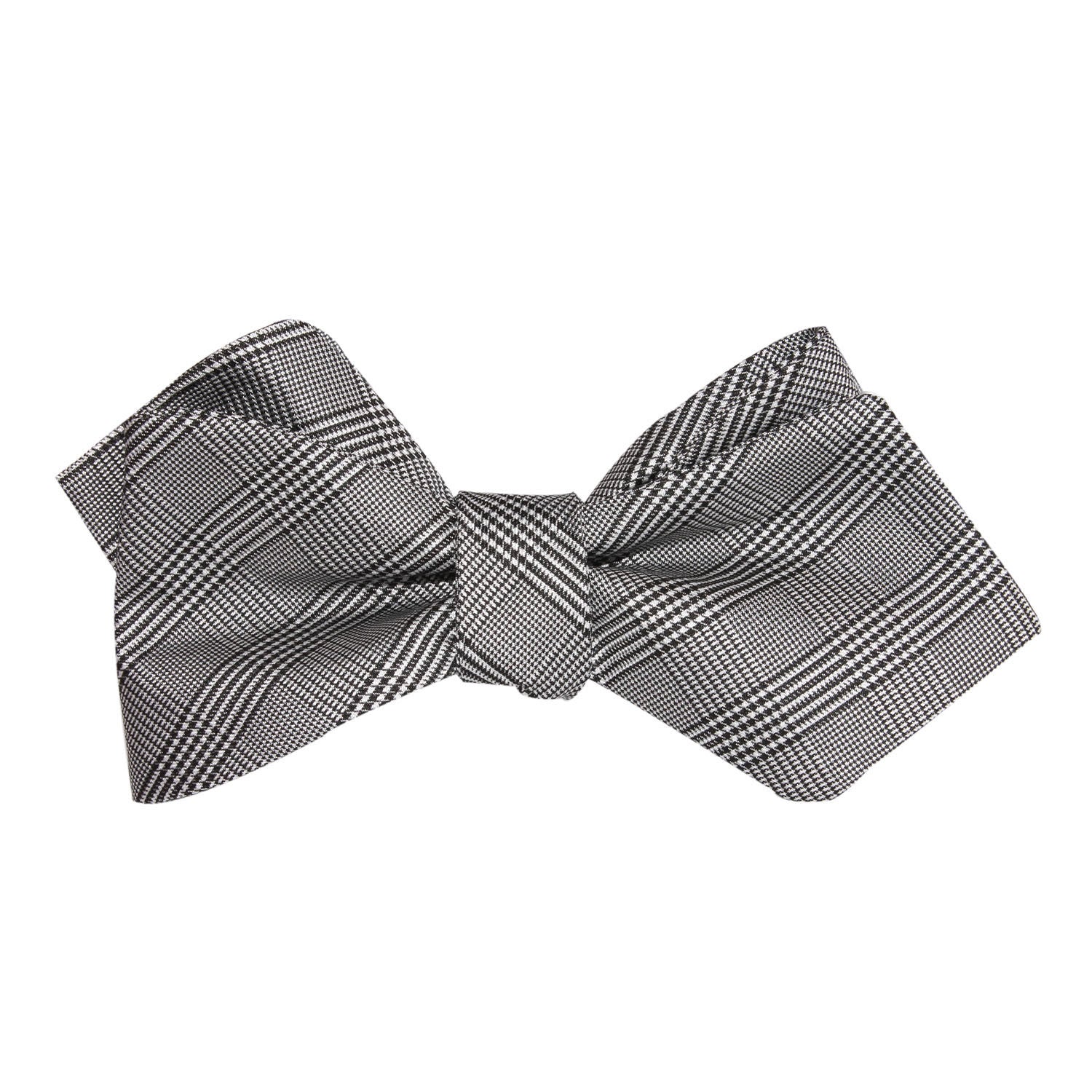 Grey Glen Plaid Self Tie Diamond Tip Bow Tie