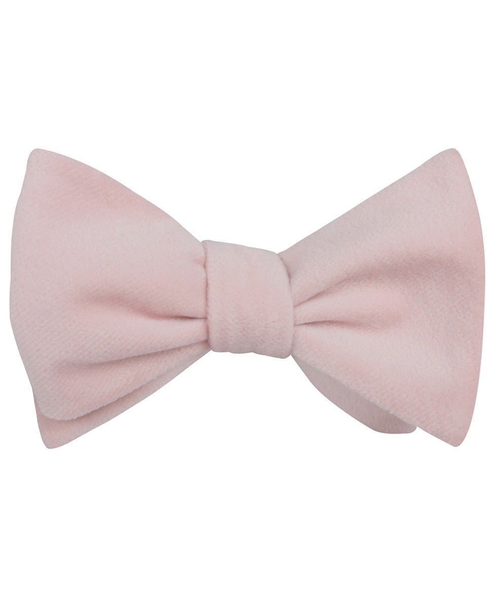 Blush Pink Velvet Self Bow Tie