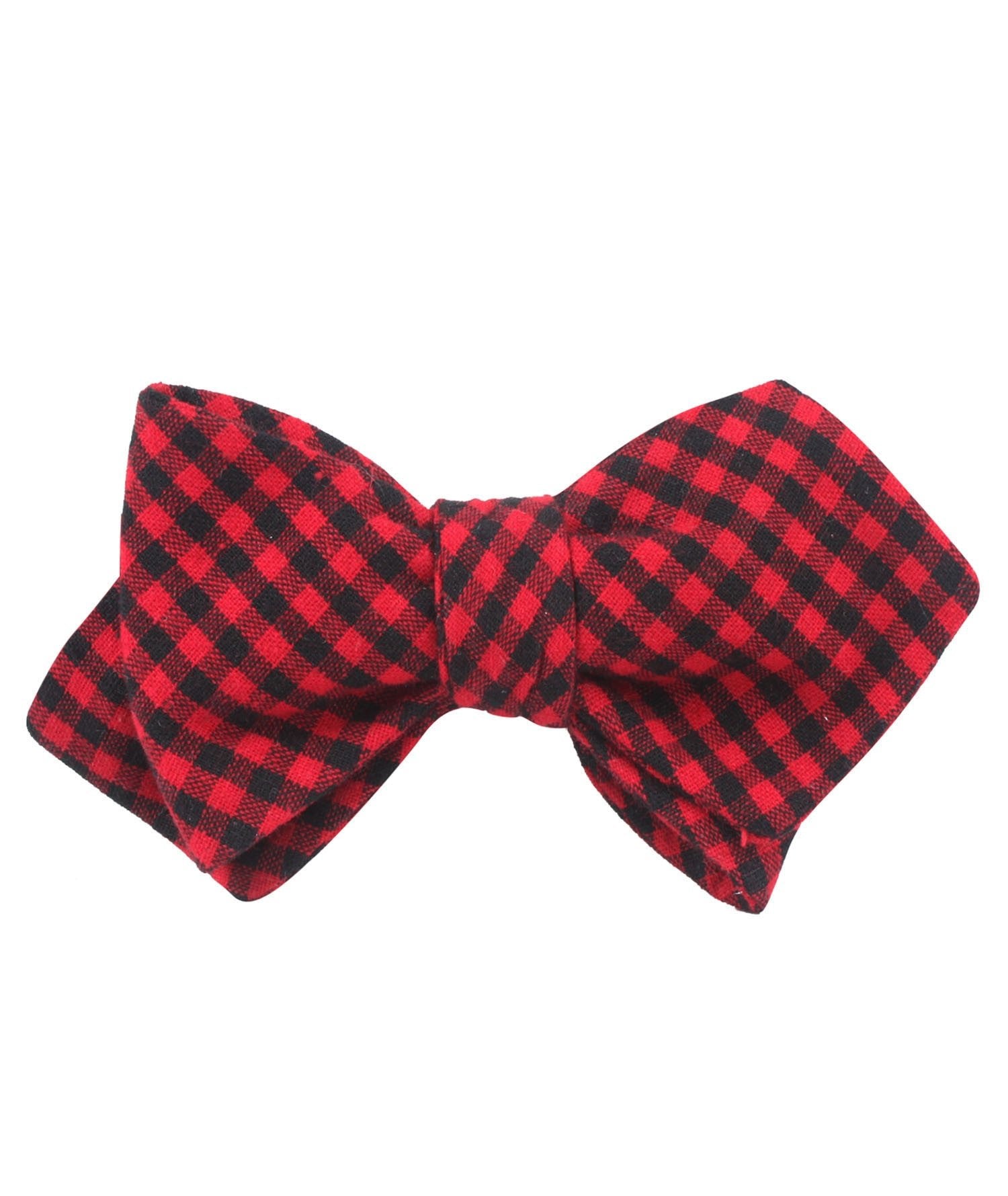 Red Belfast Gingham Diamond Self Bow Tie