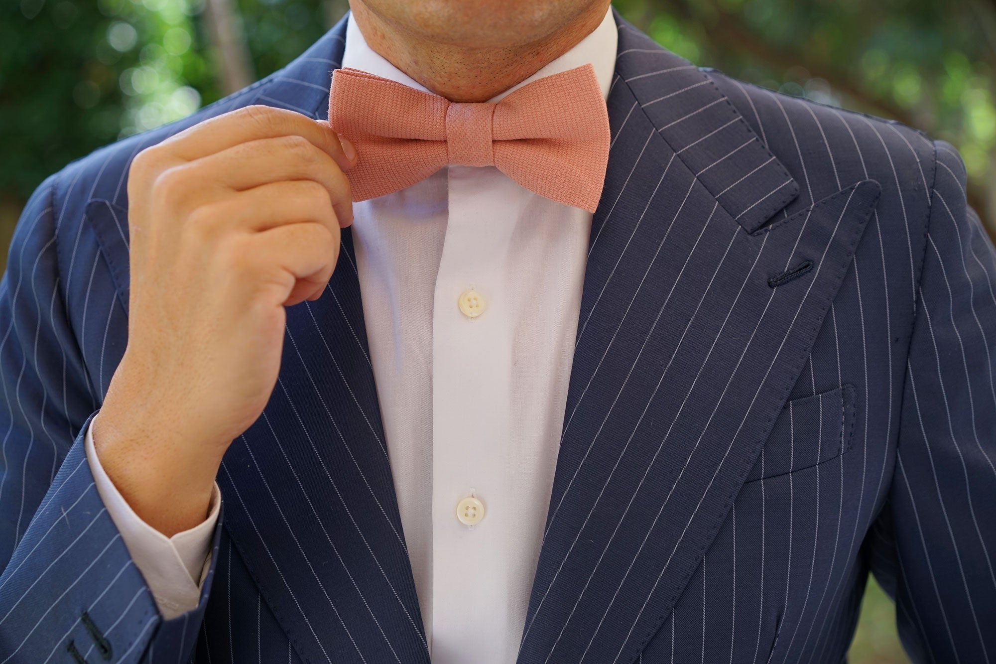 Sunset Peach Linen Twill Bow Tie