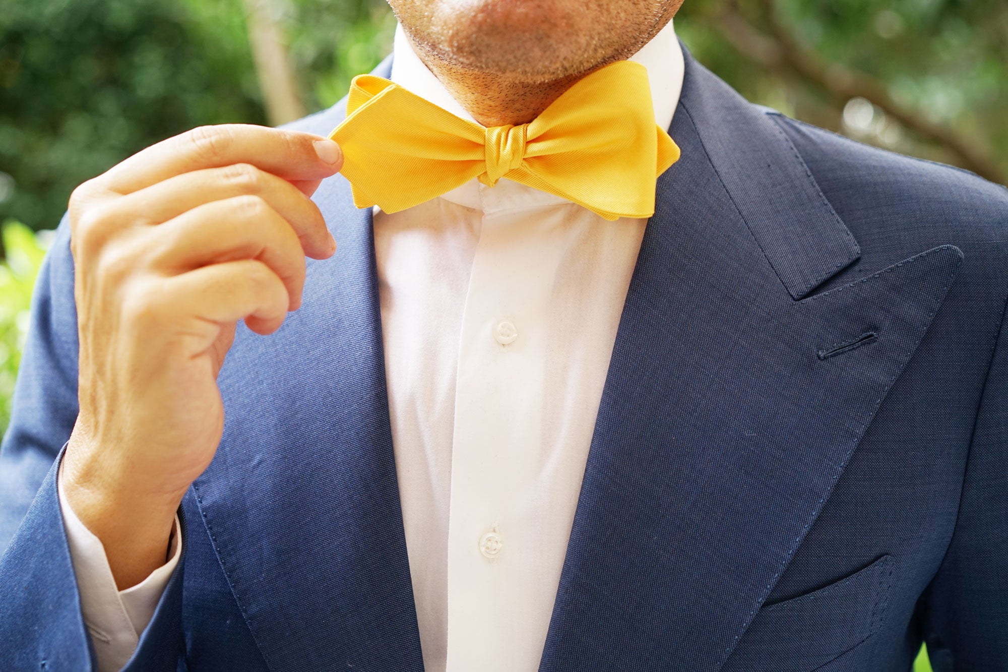 Banana Yellow Self Tie Diamond Tip Bow Tie