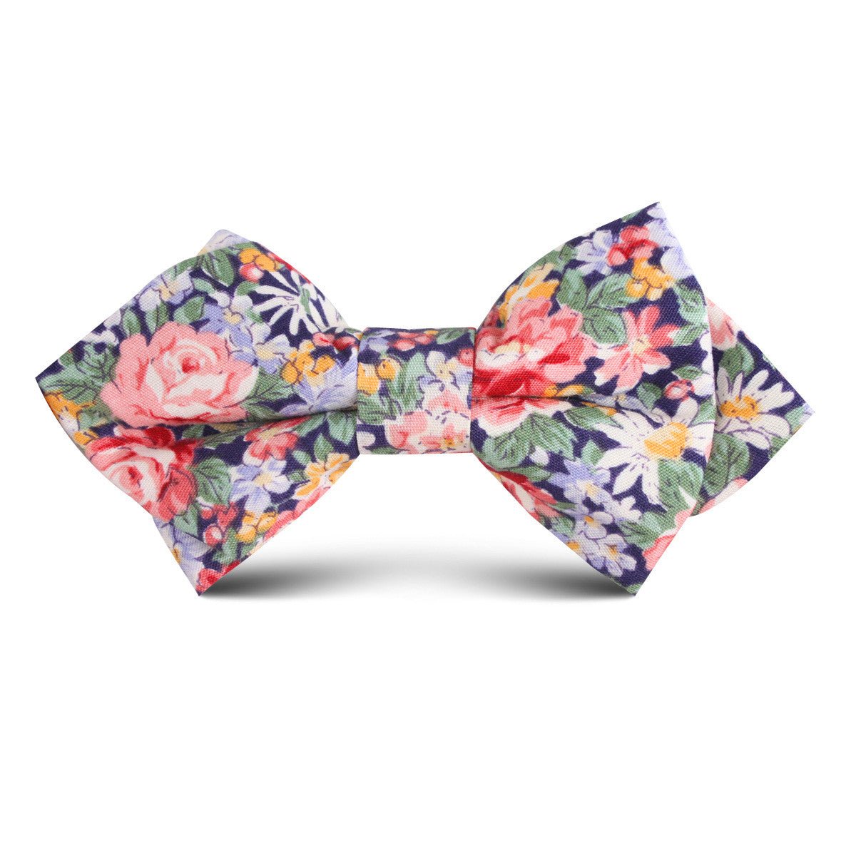 Pink Chrysanthemum Floral Kids Diamond Bow Tie