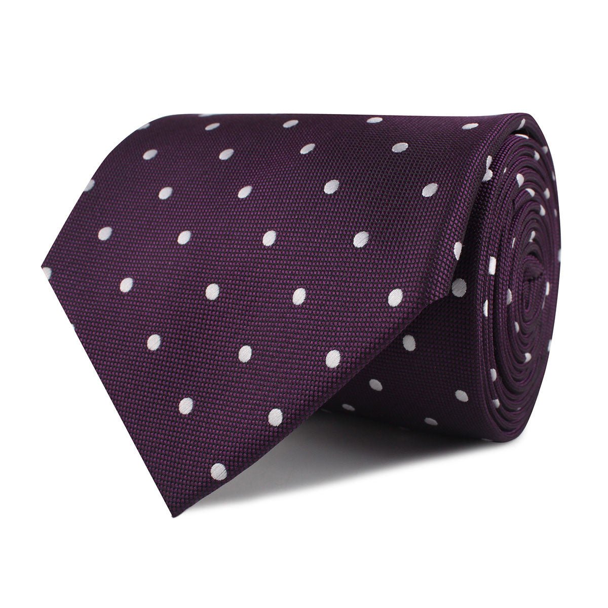 Eggplant Plum Purple with White Polka Dots Necktie