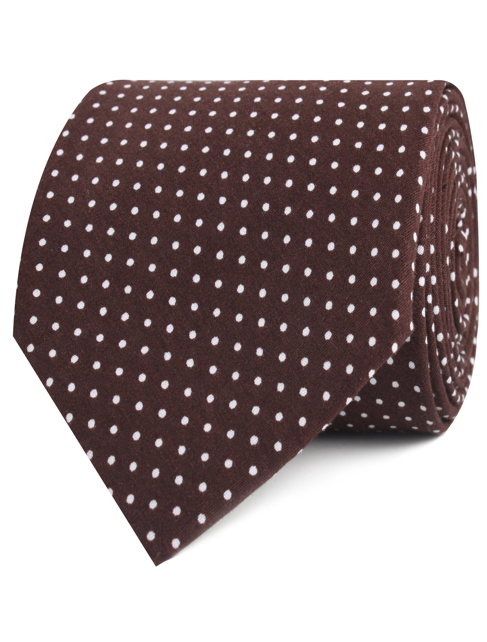 Lungo Brown Polkadot Cotton Tie