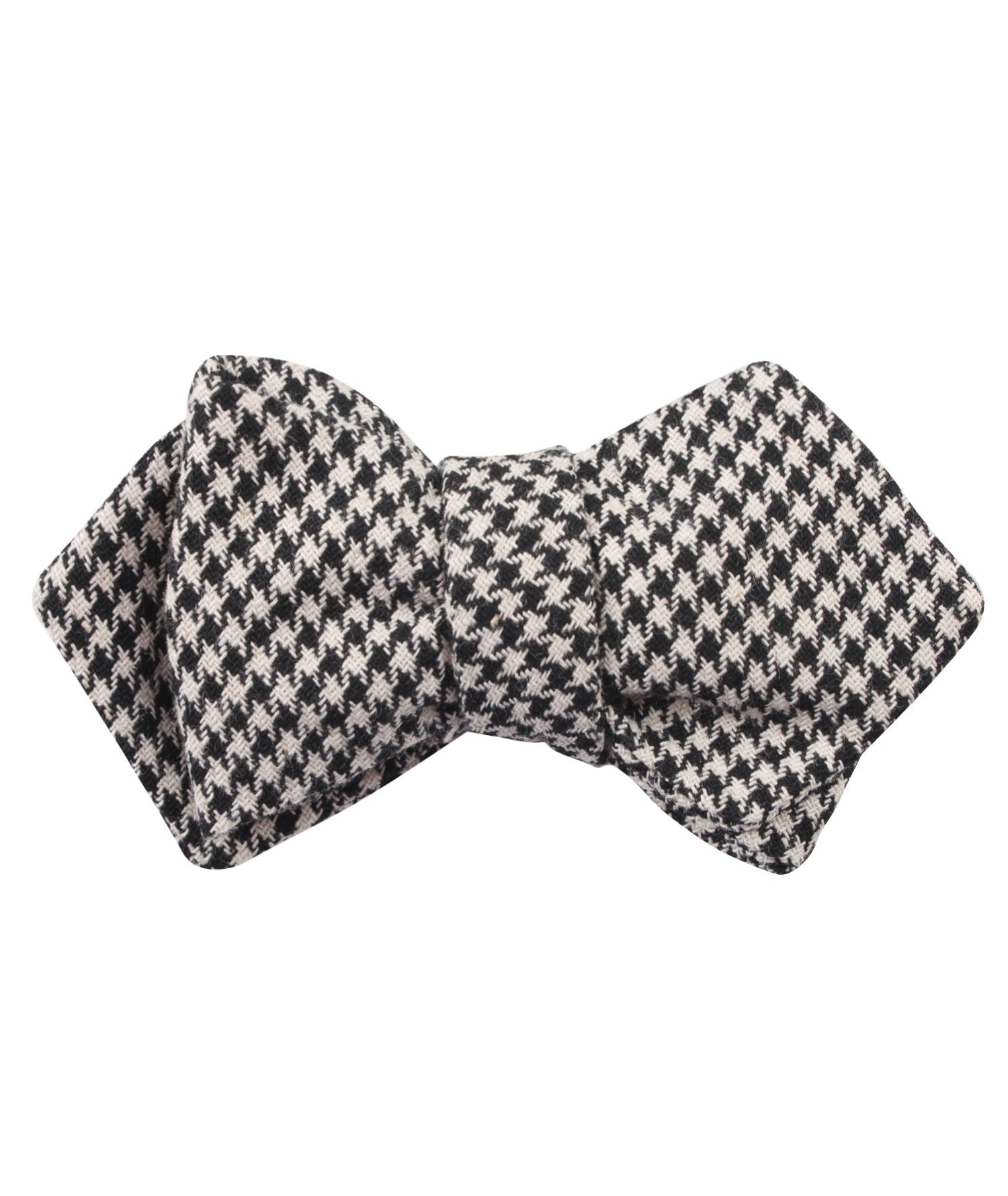 Black Houndstooth Spider Linen Diamond Self Bow Tie