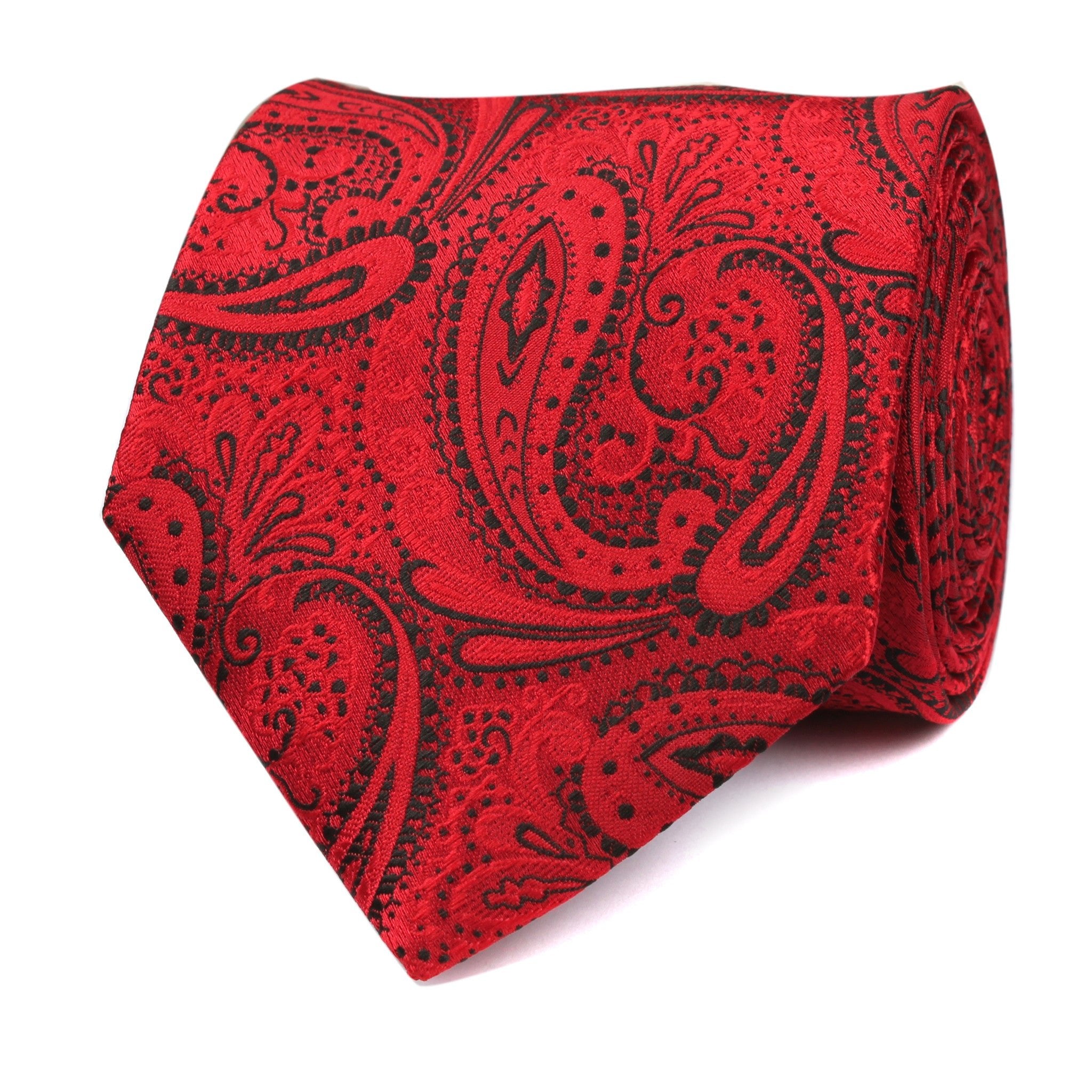 Paisley Red Maroon with Black Tie