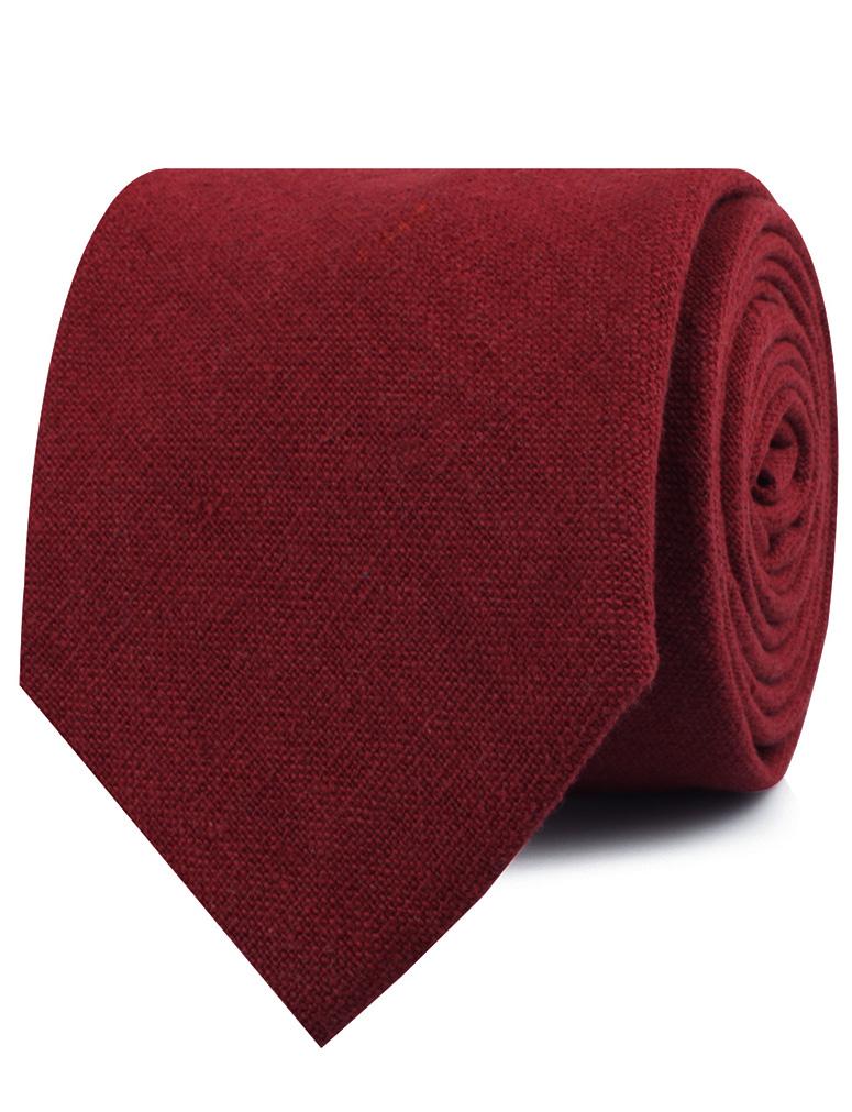 Carmine Burgundy Linen Necktie