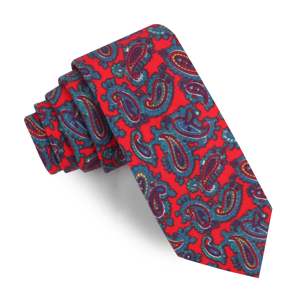 Valentina Red Shiraz Paisley Skinny Tie