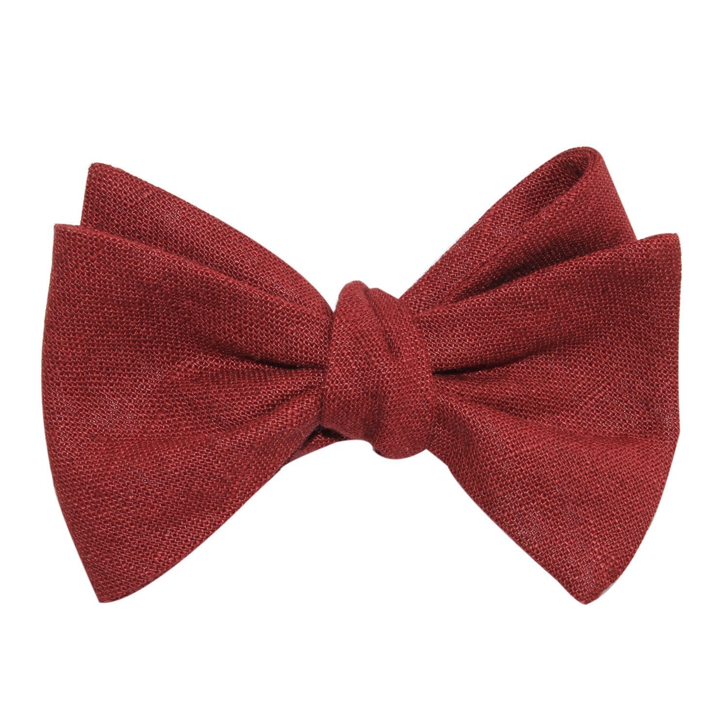 Maroon Slub Linen Self Tie Bow Tie