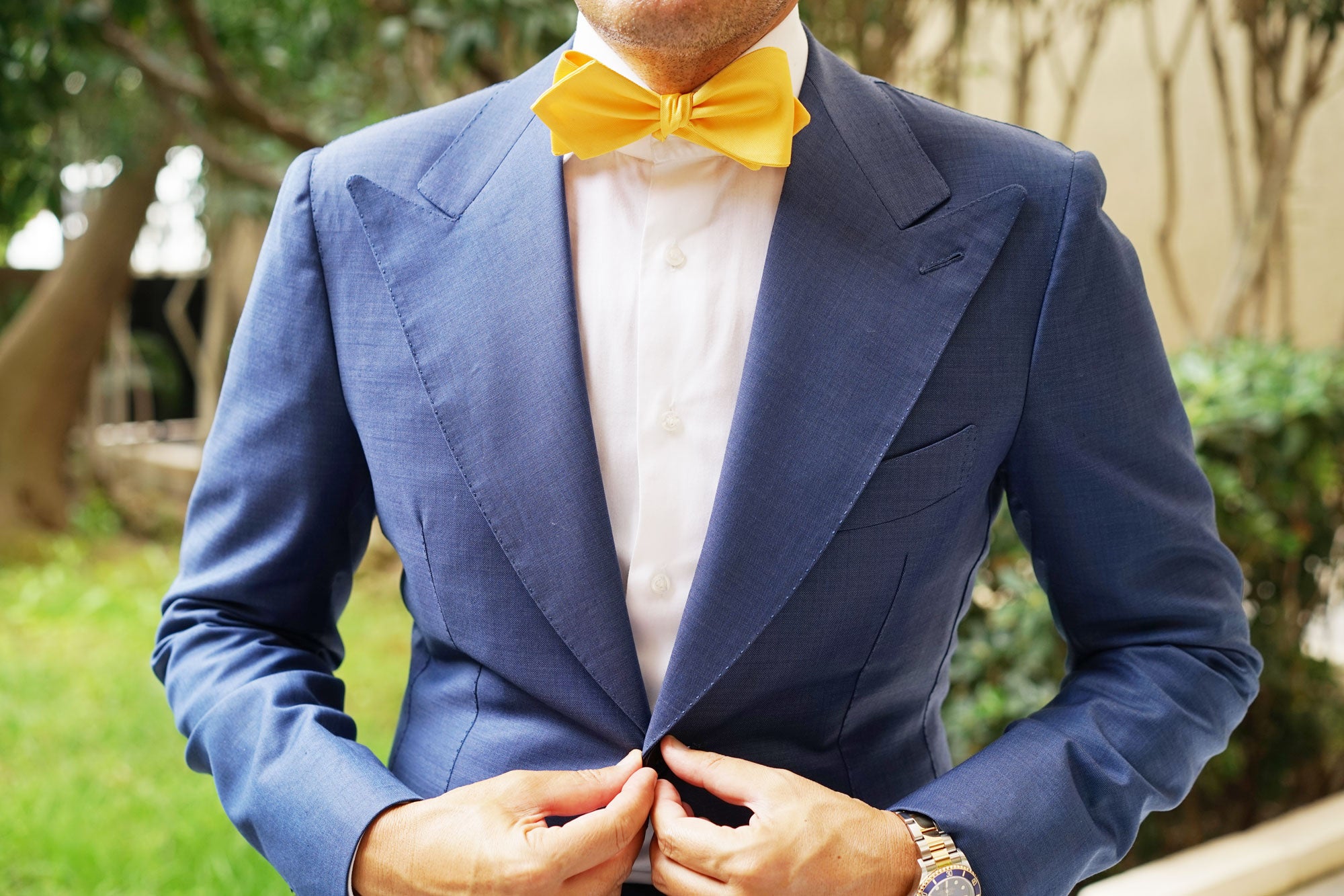 Banana Yellow Self Tie Diamond Tip Bow Tie