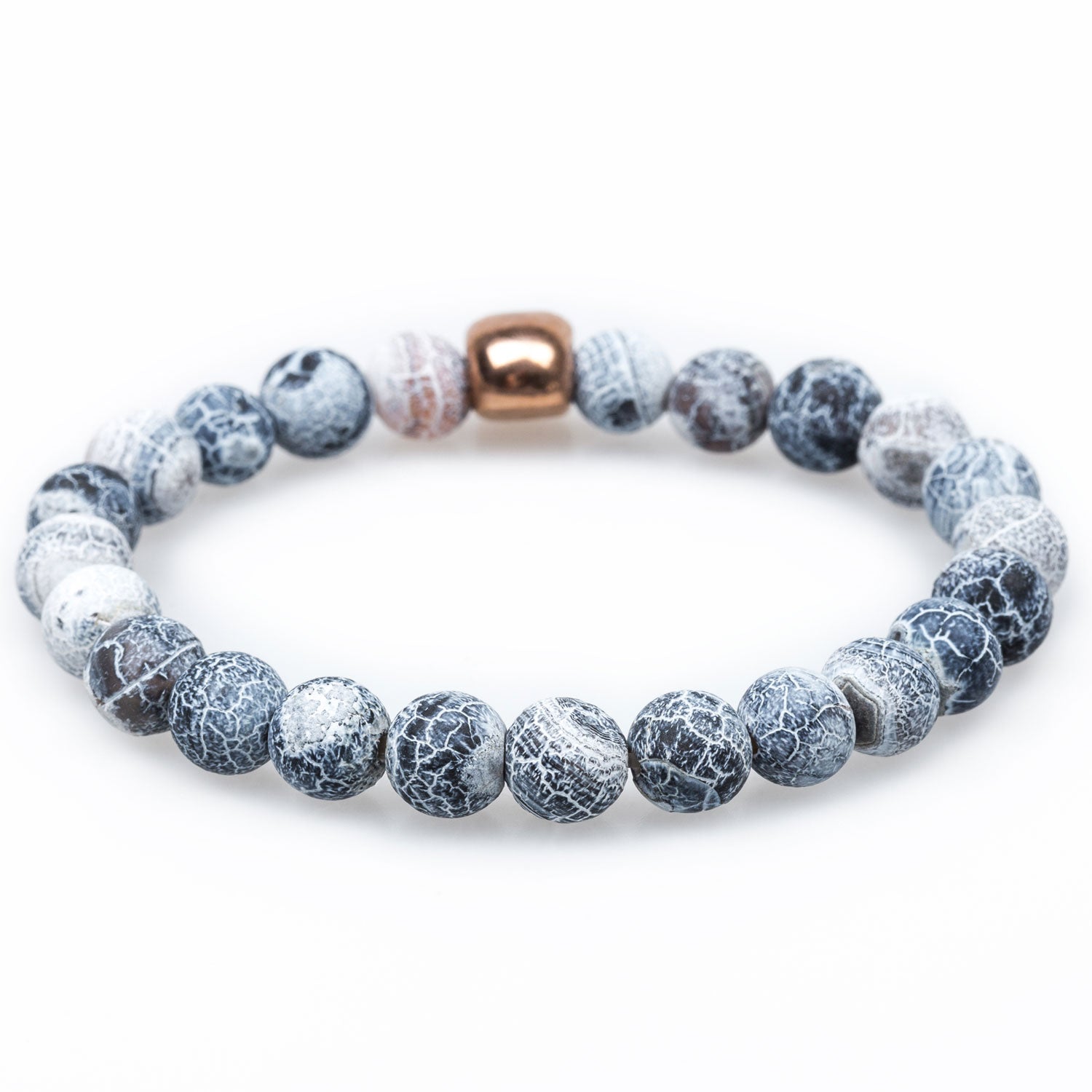 Stone Agate Rose Gold Skull Bracelet