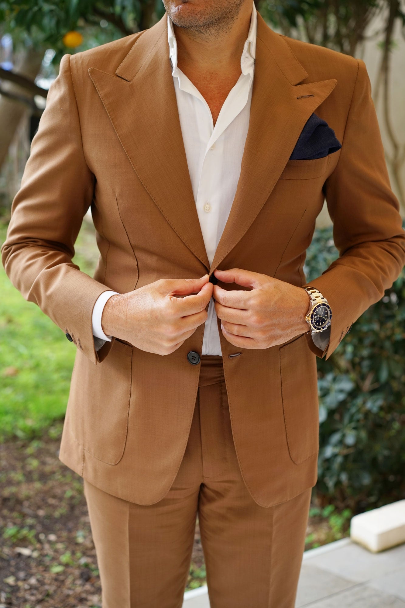 Marine Dark Navy Blue Twill Linen Pocket Square