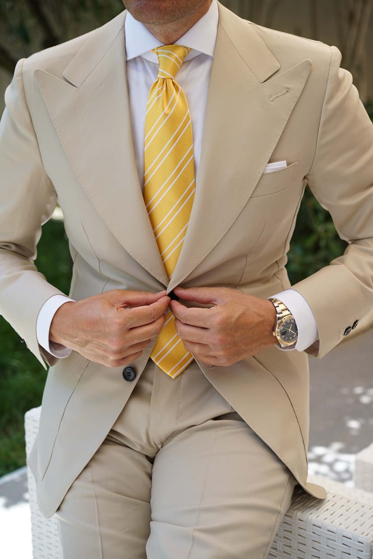 Sunflower Yellow Double Stripe Necktie