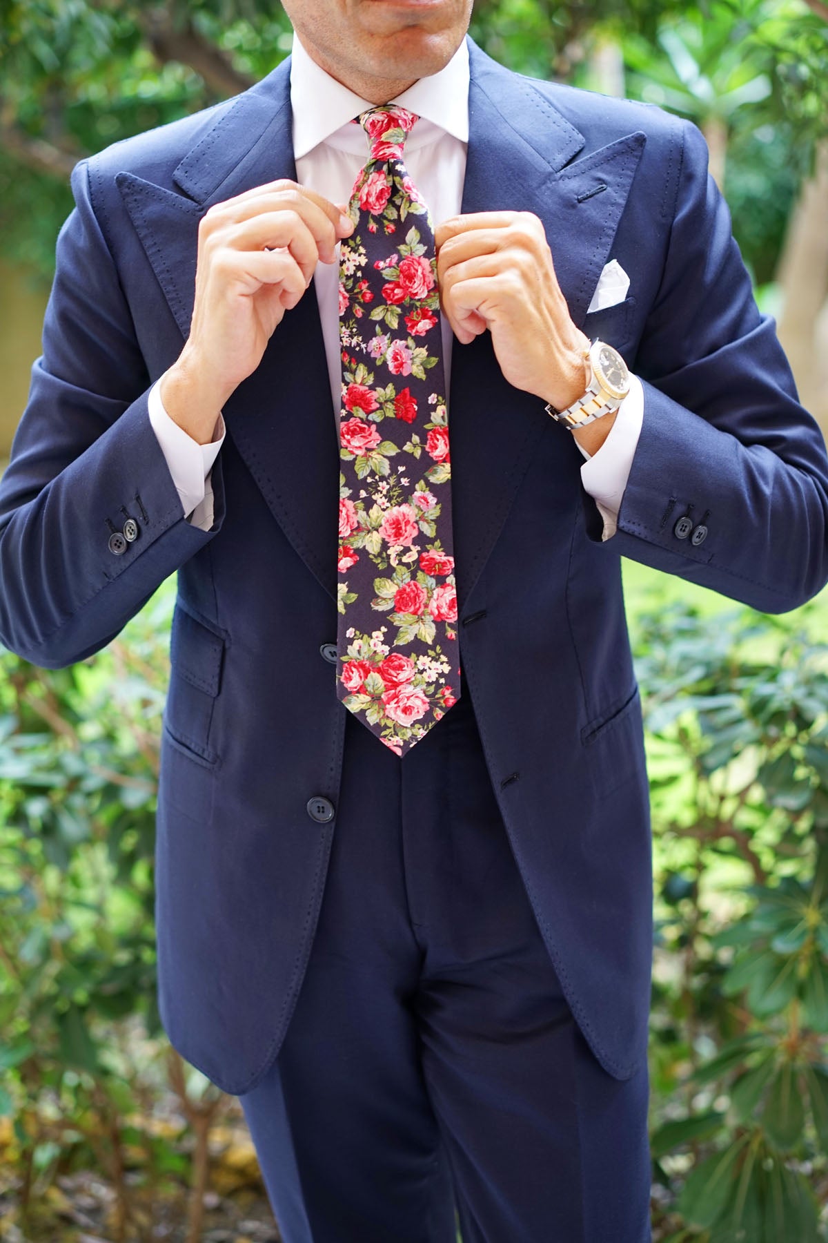 Santorini Pink Roses Necktie