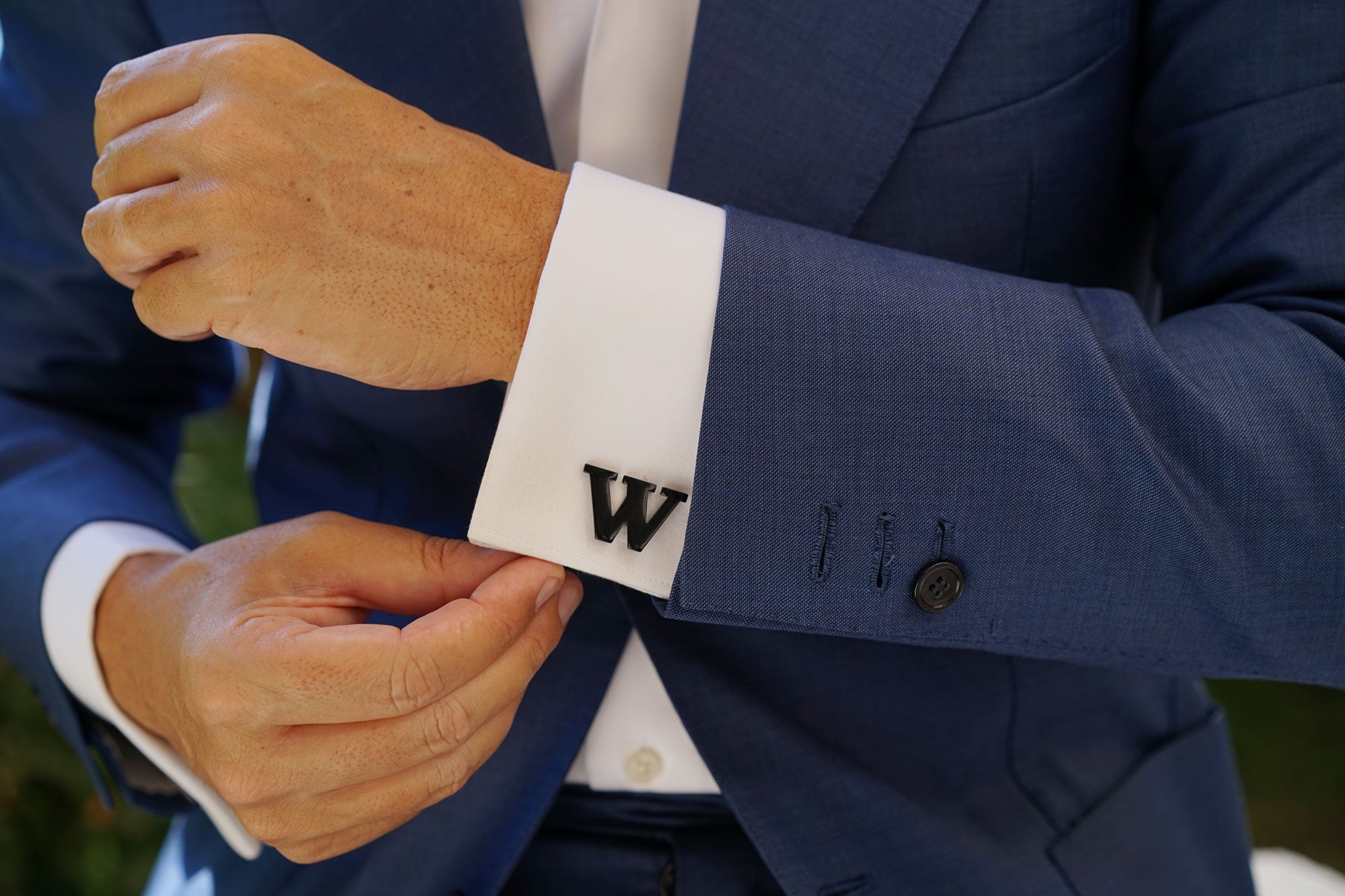 Black And Gold Letter W Cufflinks