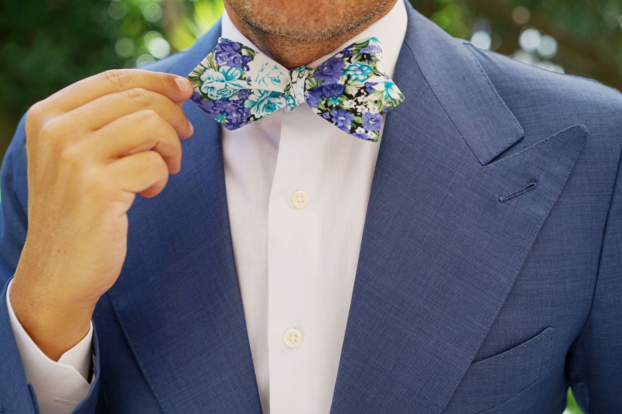 Pianosa Purple Floral Diamond Self Bow Tie