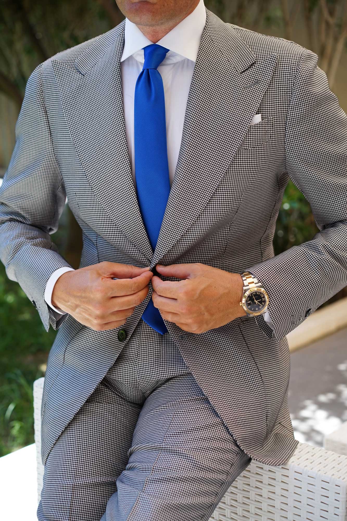 Horizon Blue Weave Skinny Tie