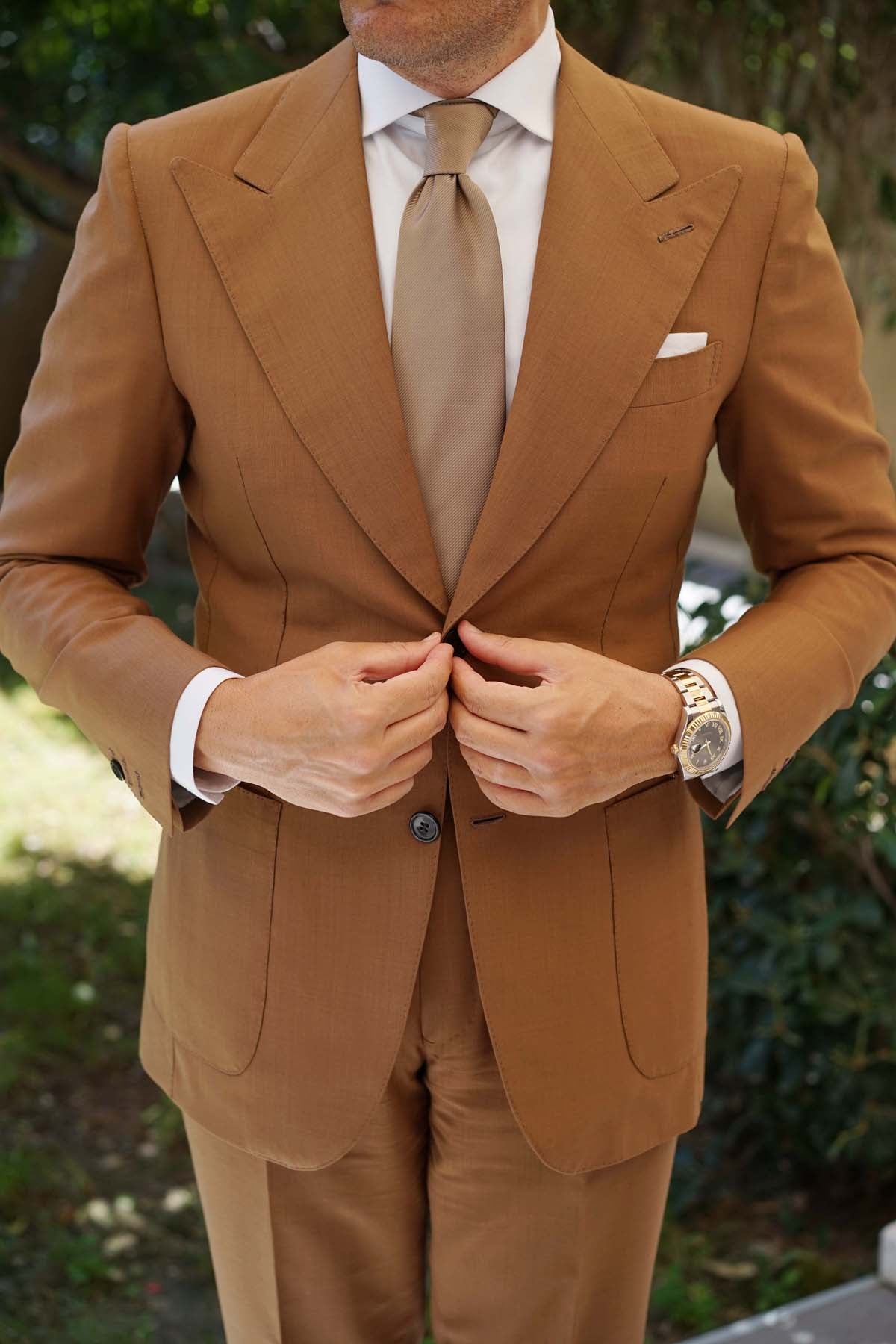 Dune Beige Brown Twill Necktie